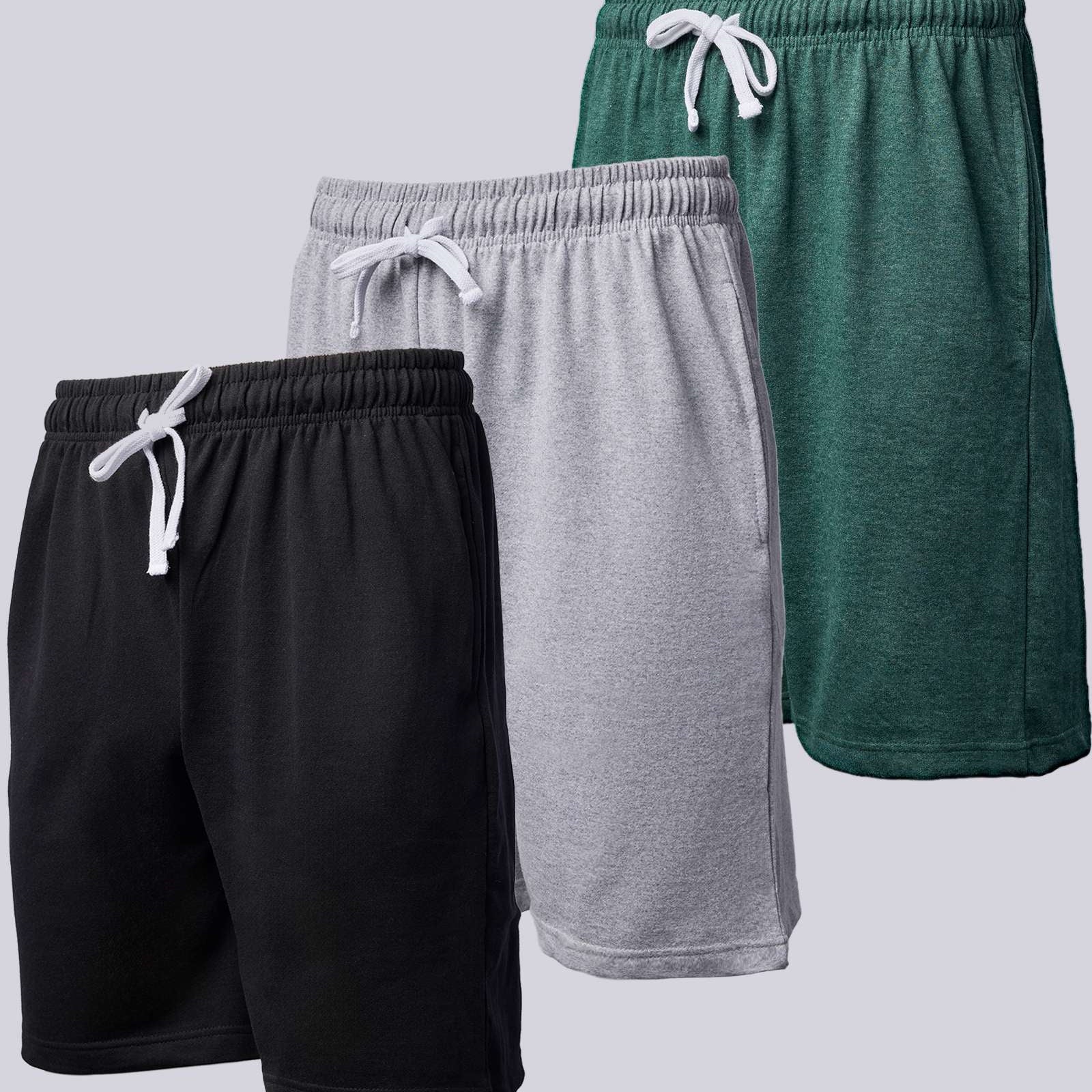 3 Pack: Mens 9" French Terry Casual Shorts
