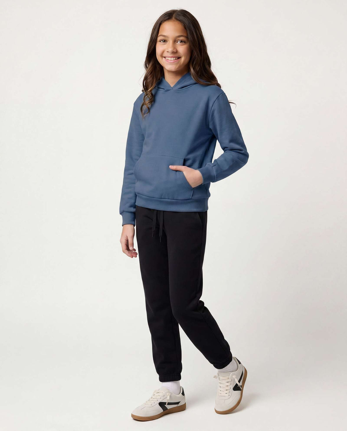 Real Essentials 3 Pack Girls' Fleece Pullover Hoodies Sweatshirts Sweaters Kids Teens Tops - Solid Black, Solid Dove, Solid Copen Blue