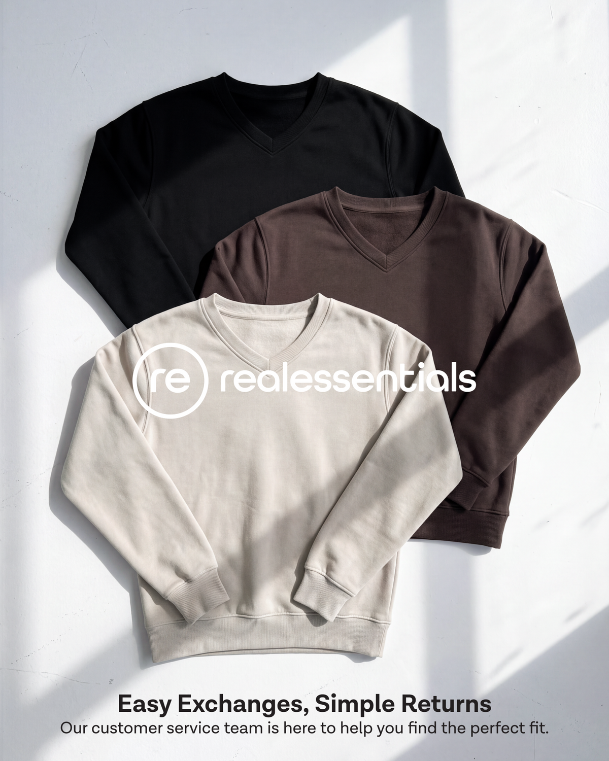 Real Essentials 3 Pack Womens Fleece V Neck Sweatshirt Pullover Sweaters Long Sleeve Top - Solid Black, Solid Quiet Shade, Grey Heather