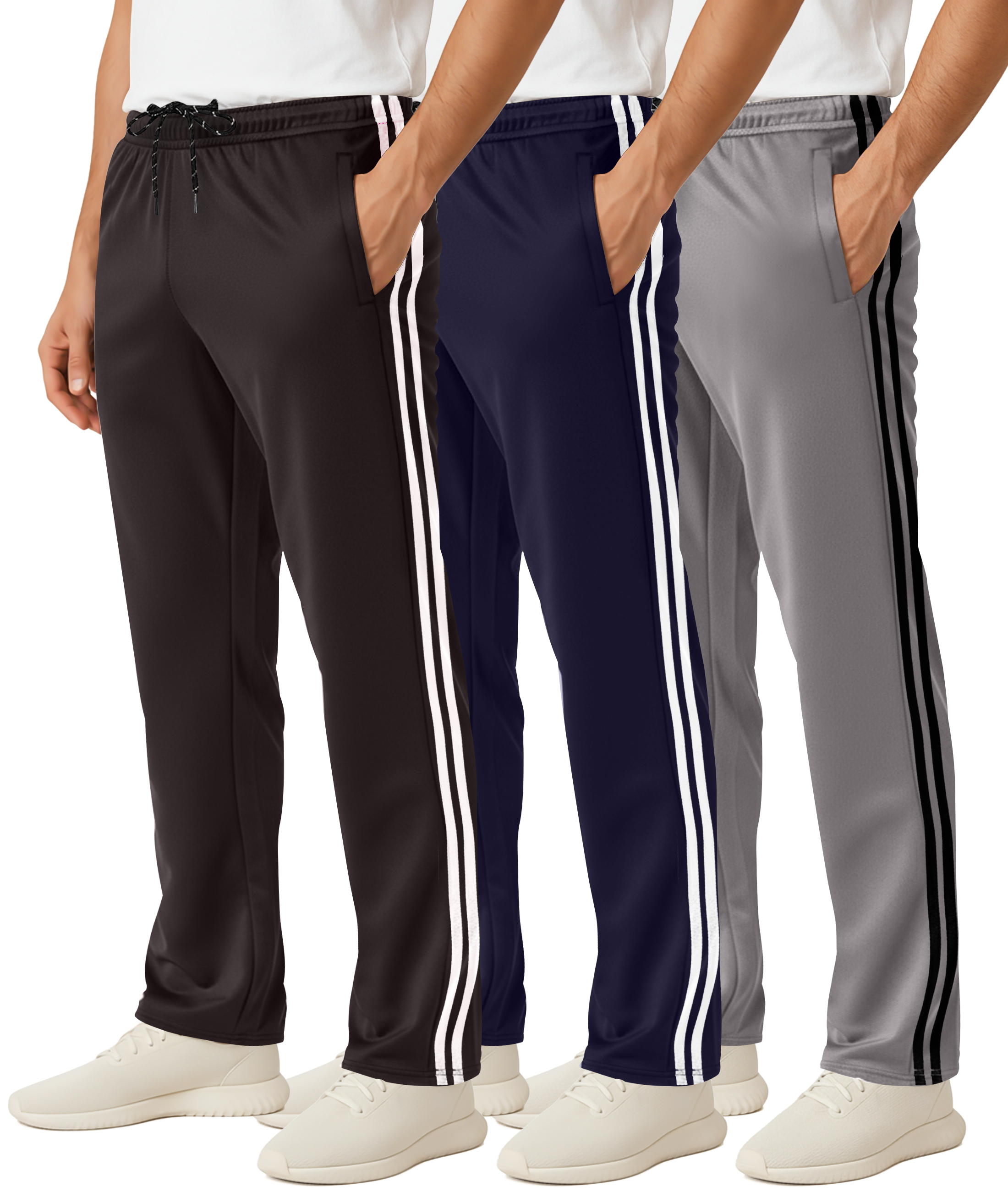 3 Pack: Mens Mesh Active Open Bottom Sweatpants