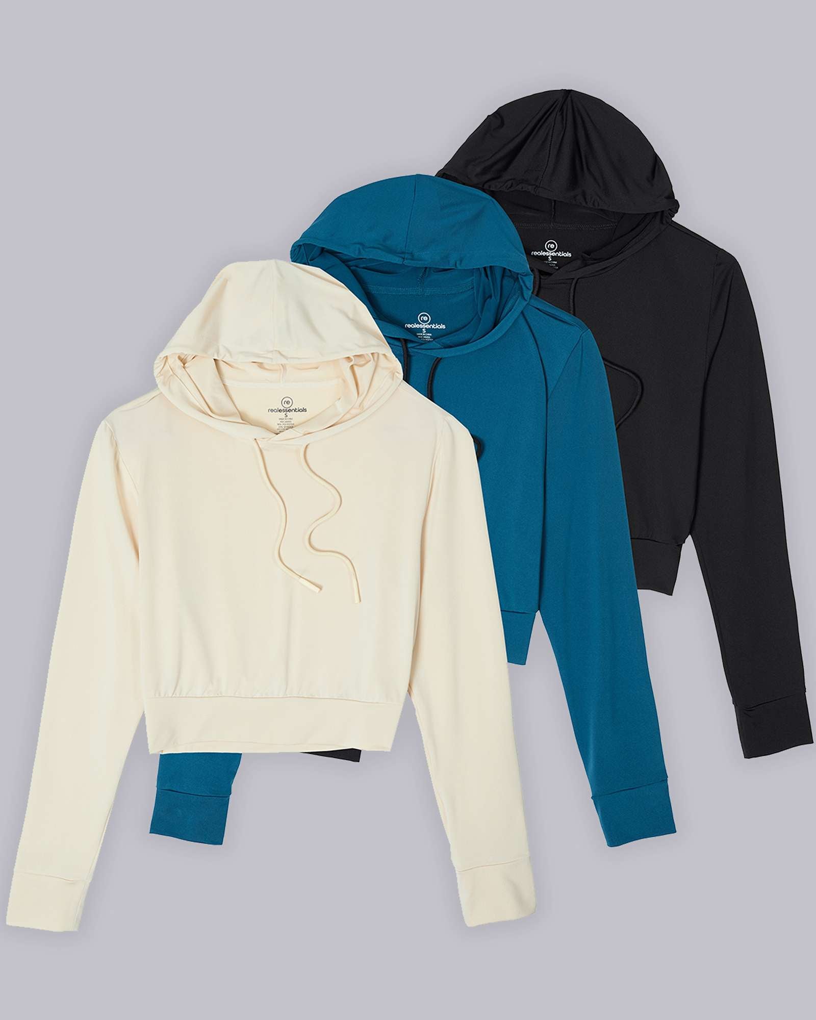 3 Pack: Women's Long Sleeve Cropped Hoodie