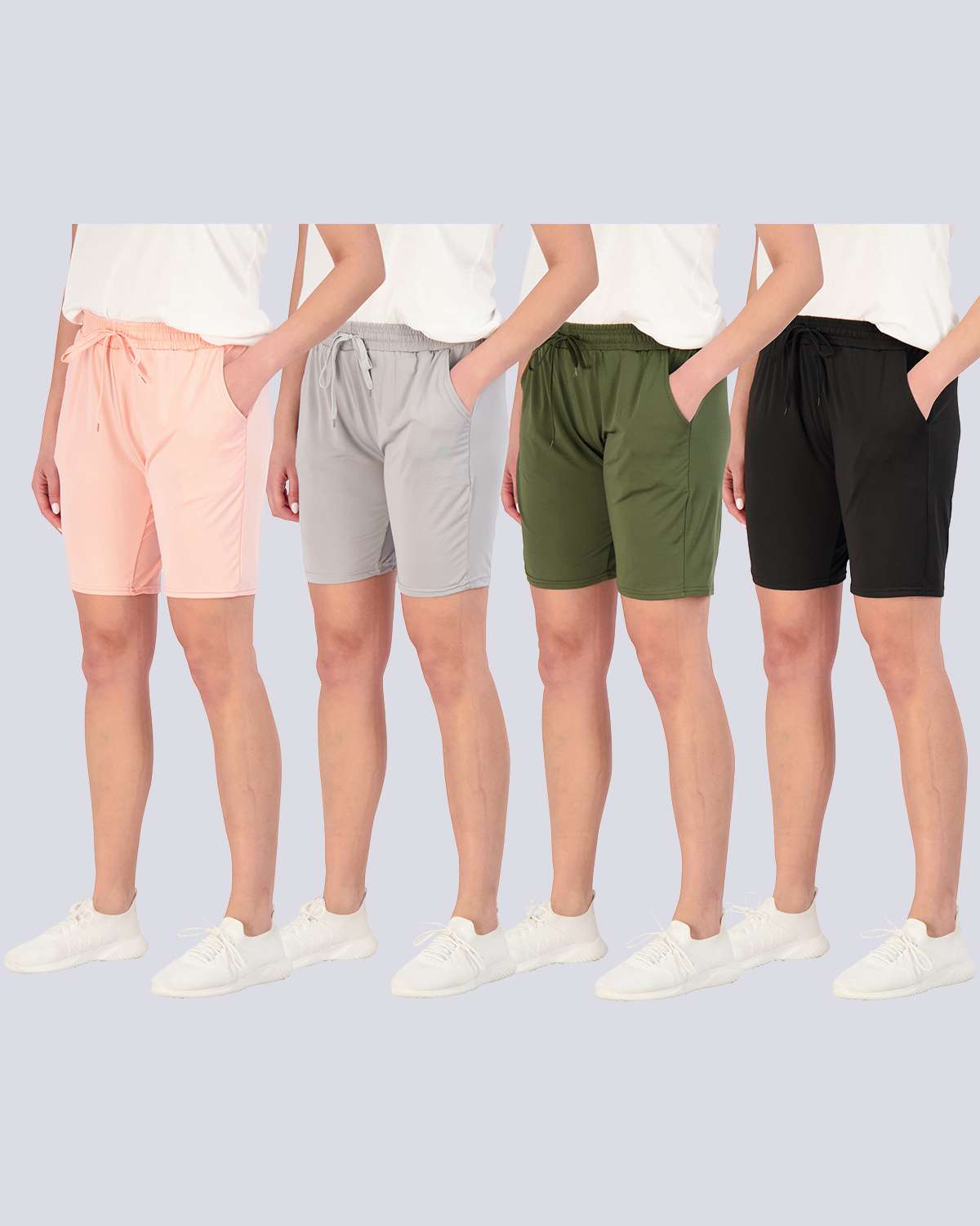 4 Pack: Womens Dry-Fit 7" Bermuda Shorts