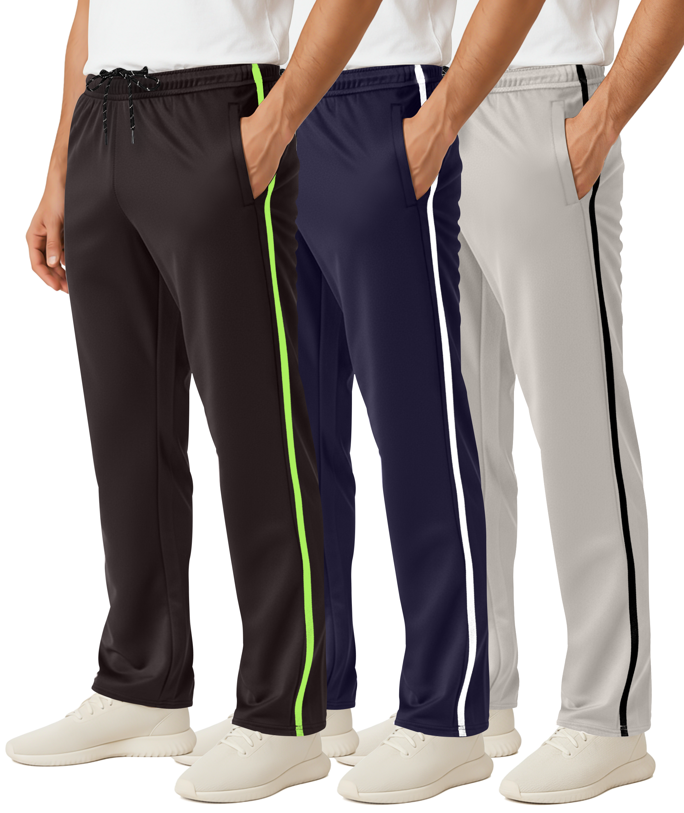 3 Pack: Mens Mesh Active Open Bottom Sweatpants