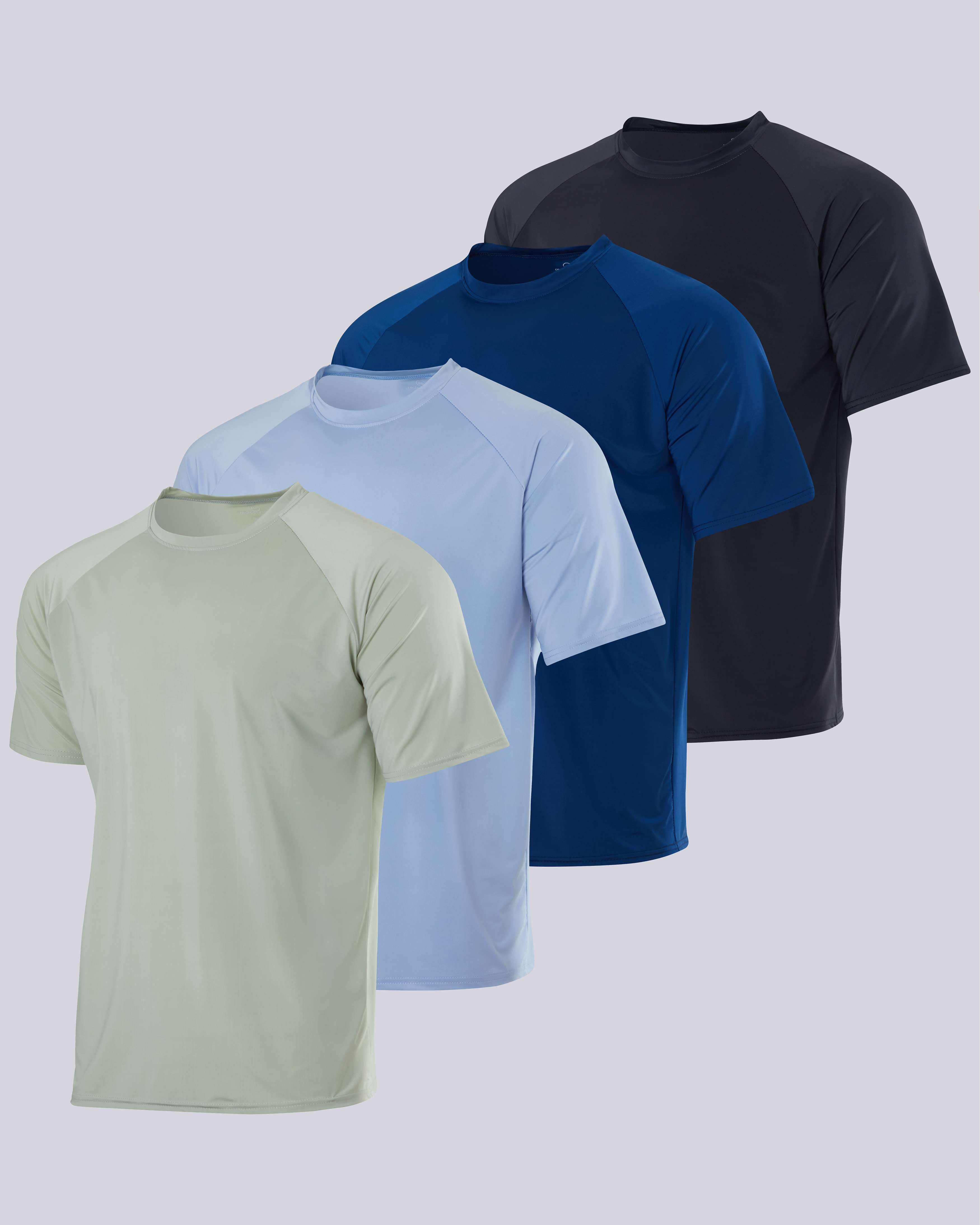 4 Pack: Men's Short Sleeve Rash Guard Shirt (Available In Big & Tall)