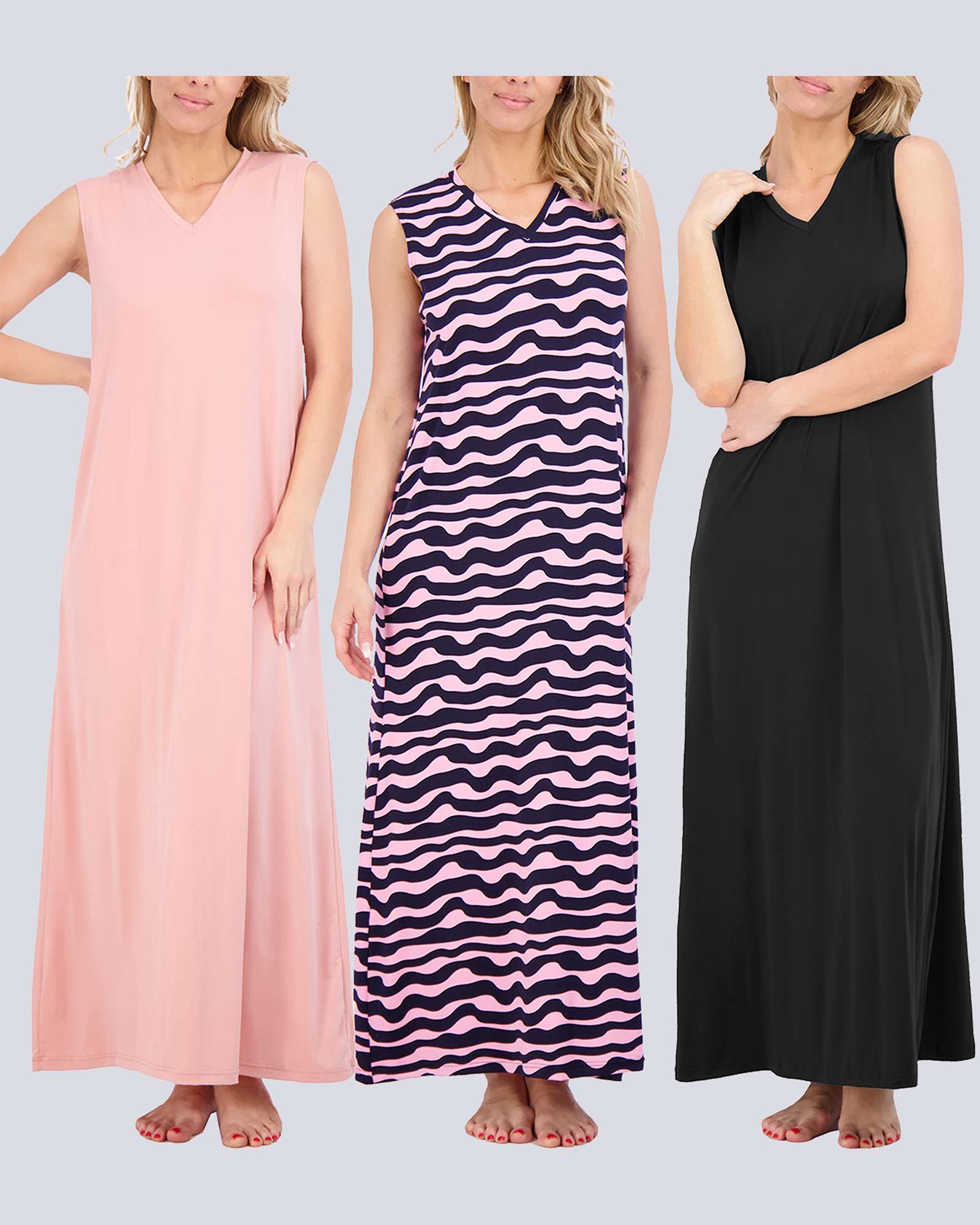 3 Pack: Women's Soft Tank Nightgown (Available in Plus Size)