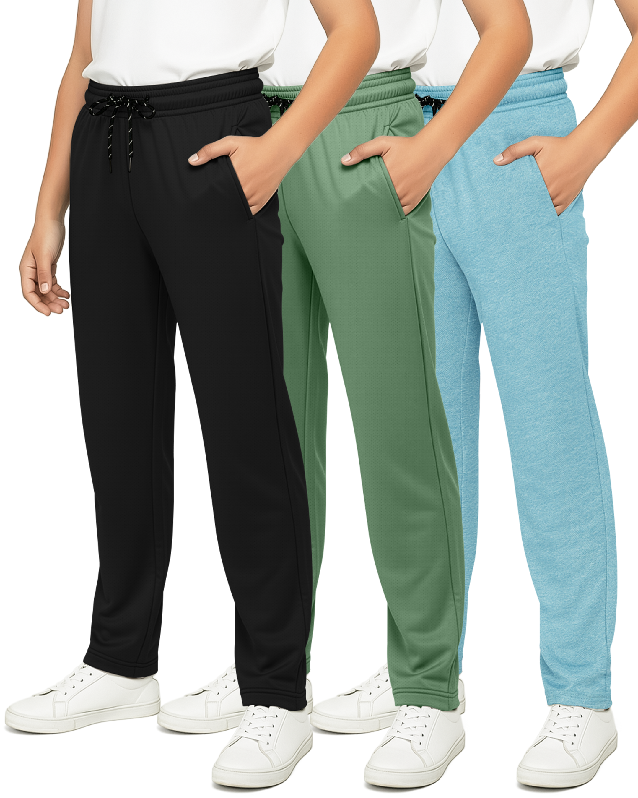 3 Pack: Boys Mesh Open Bottom Active Sweatpants