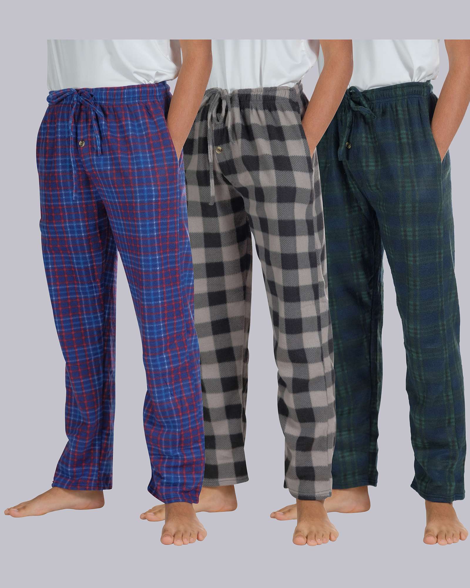 3 Pack: Boys Fleece Pajama Pant Lounge Bottoms