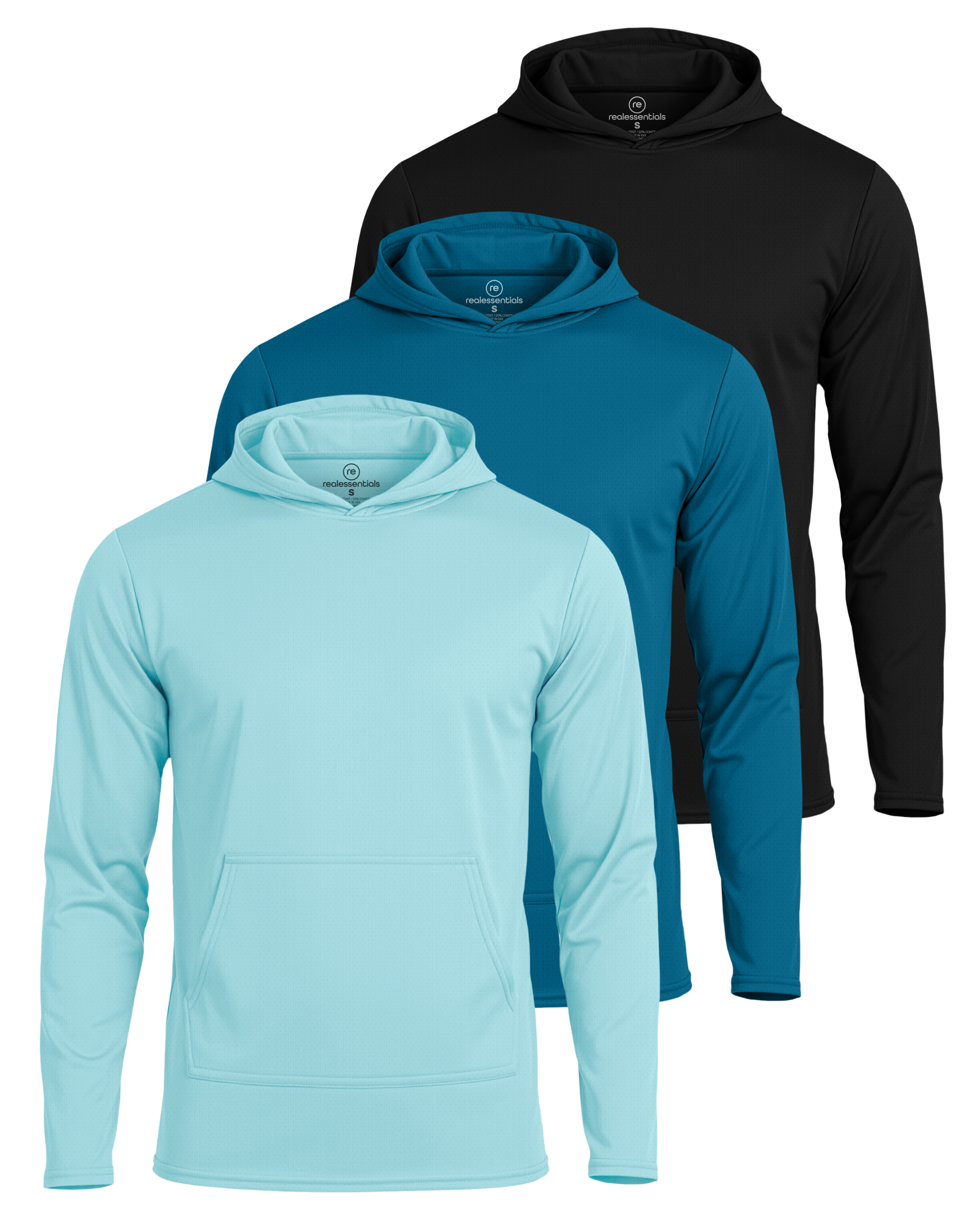3 Pack: Mens Mesh Pullover Hoodie