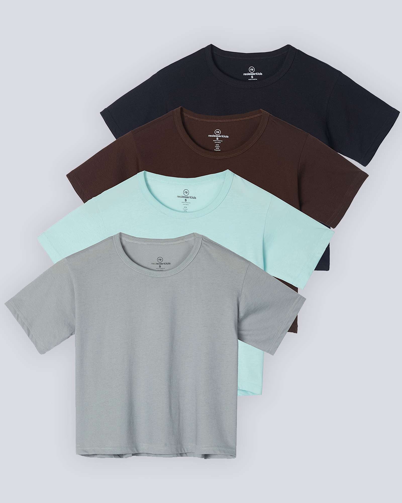 4 Pack: Women's Short Sleeve Crop Top