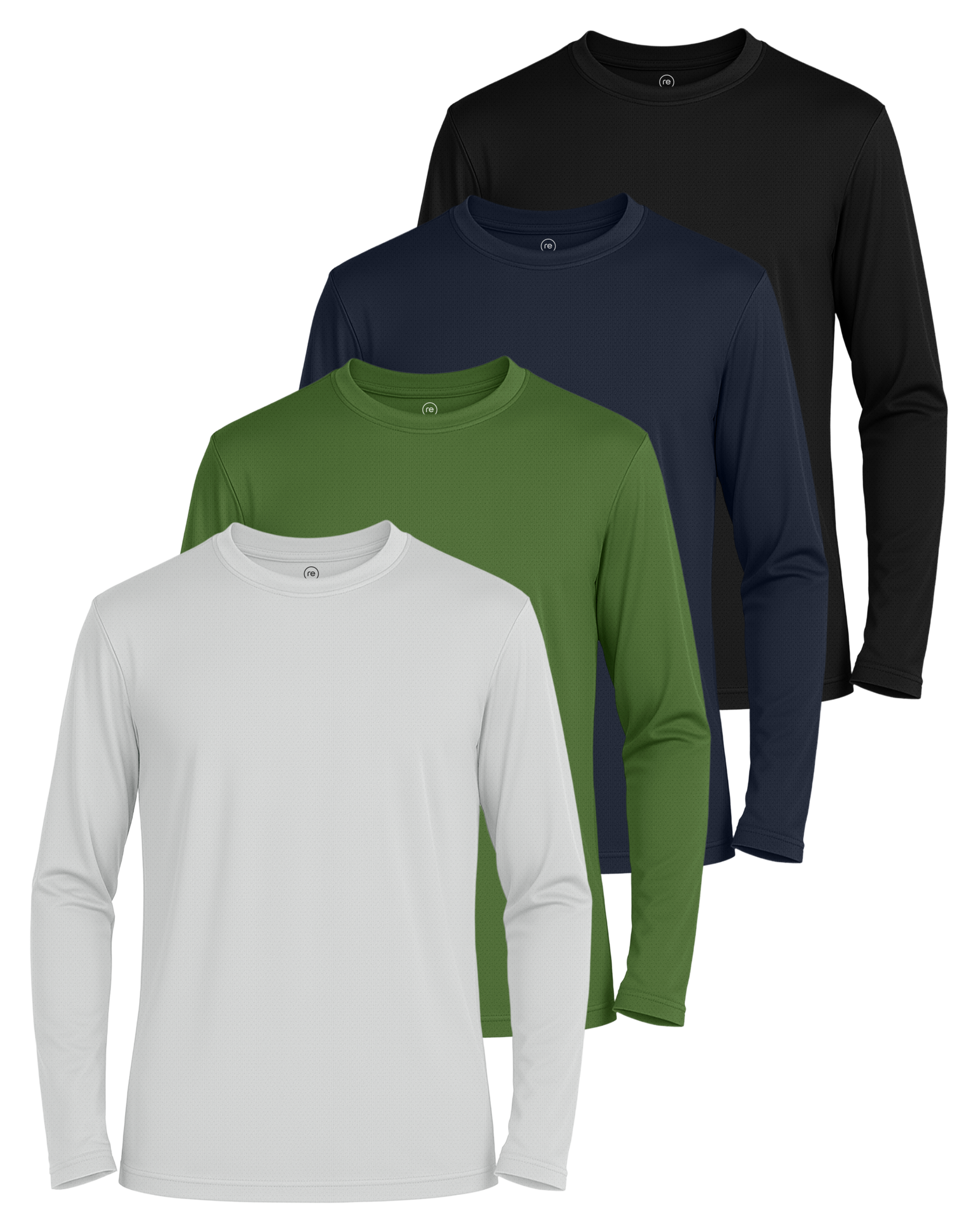 Real Essentials 4 Pack: Boys' Mesh Long Sleeve Athletic T-Shirt - Kids Teens Youth Active Tees Running Tops (Ages 4-18)