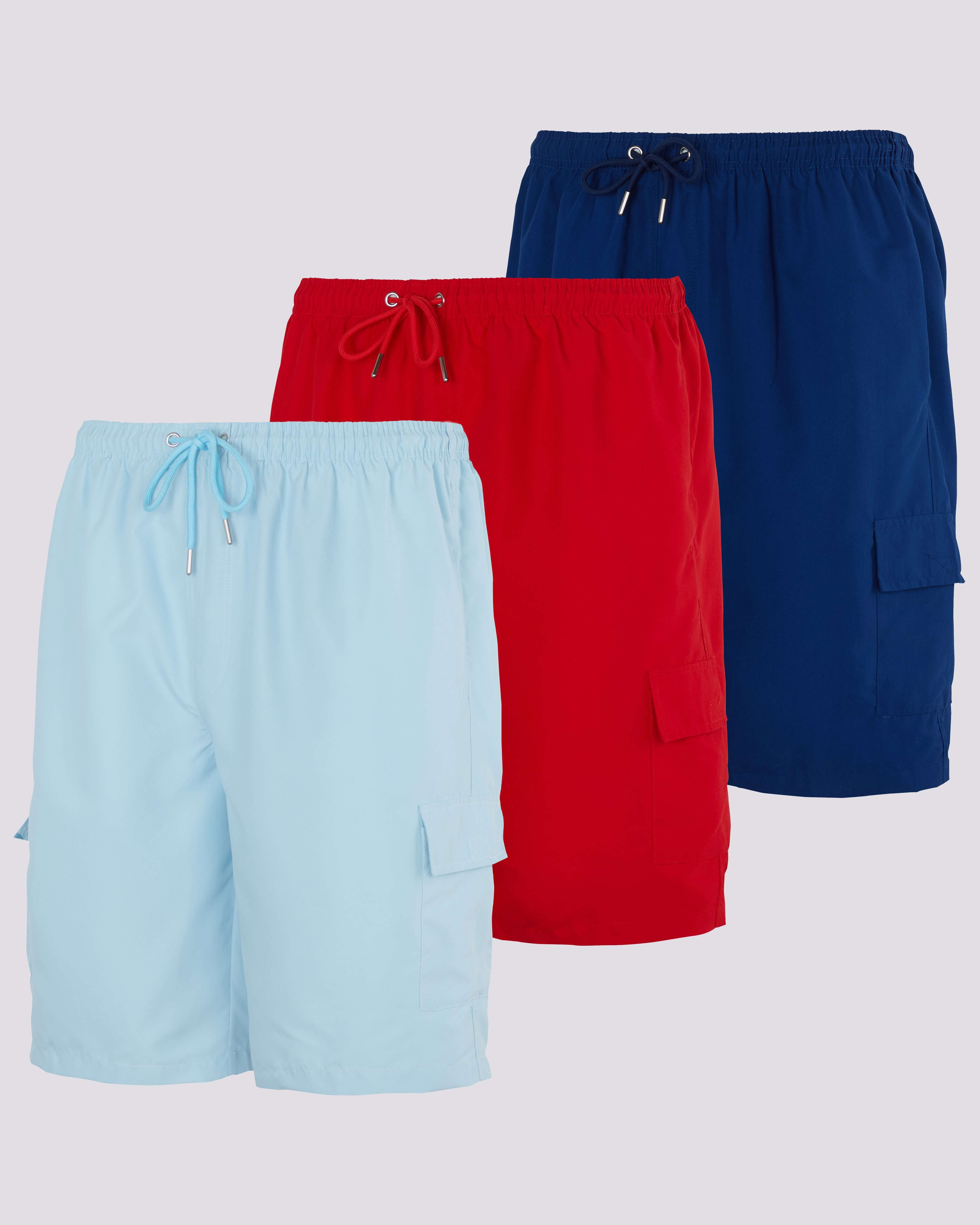 3 Pack: Men's Swim Trunks with Cargo Pockets (Available In Big & Tall)