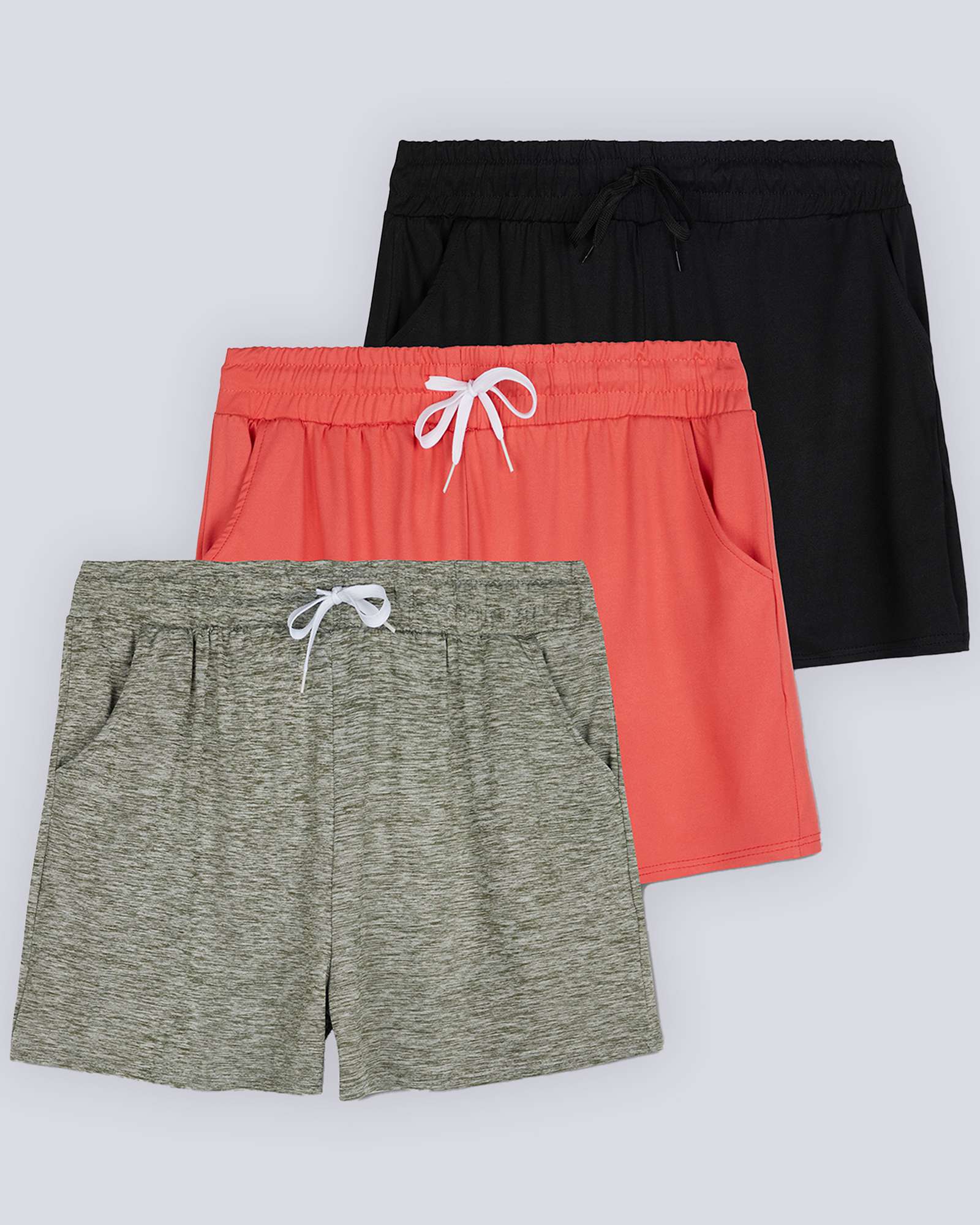 3 Pack: Girls' Lounge Comfy Shorts with Drawstring