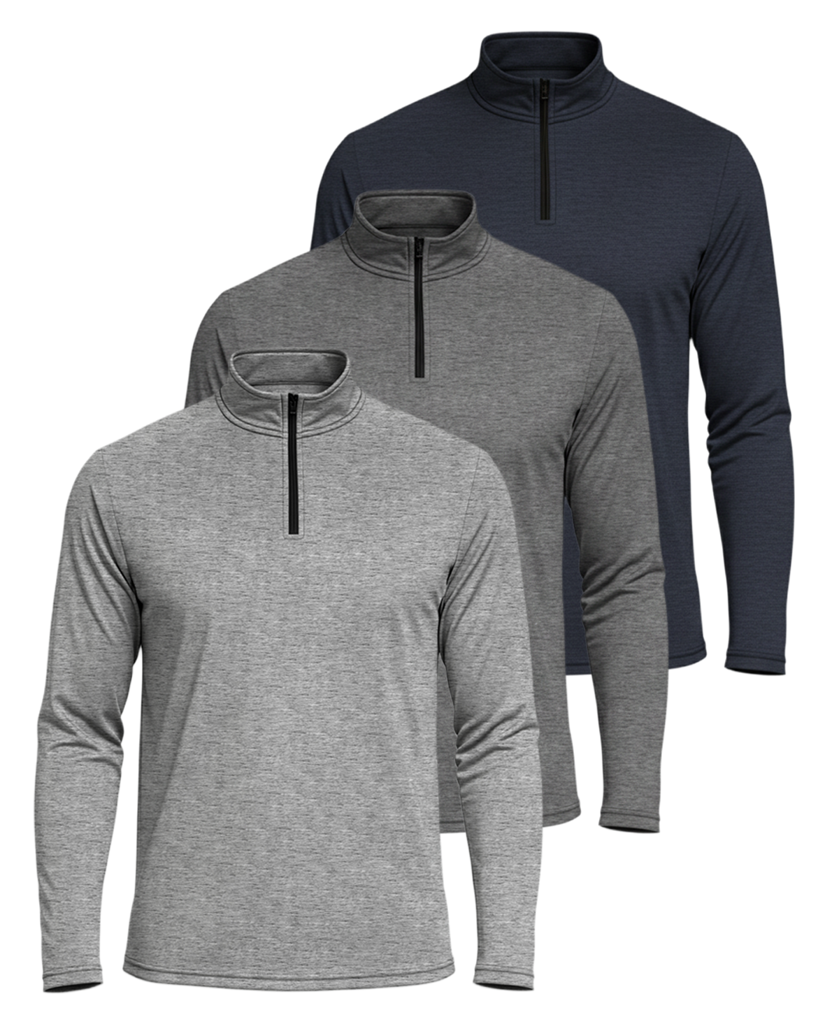3 Pack: Mens Active Dry-Fit Quarter Zip Pullover (Available in Big & Tall)