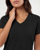 Real Essentials 5 Pack Women's V Neck Tshirts Short Sleeve Dry Fit Workout Tops Tees Shirts - Solid Black, Solid Black, Solid Black, Solid Black, Solid Black