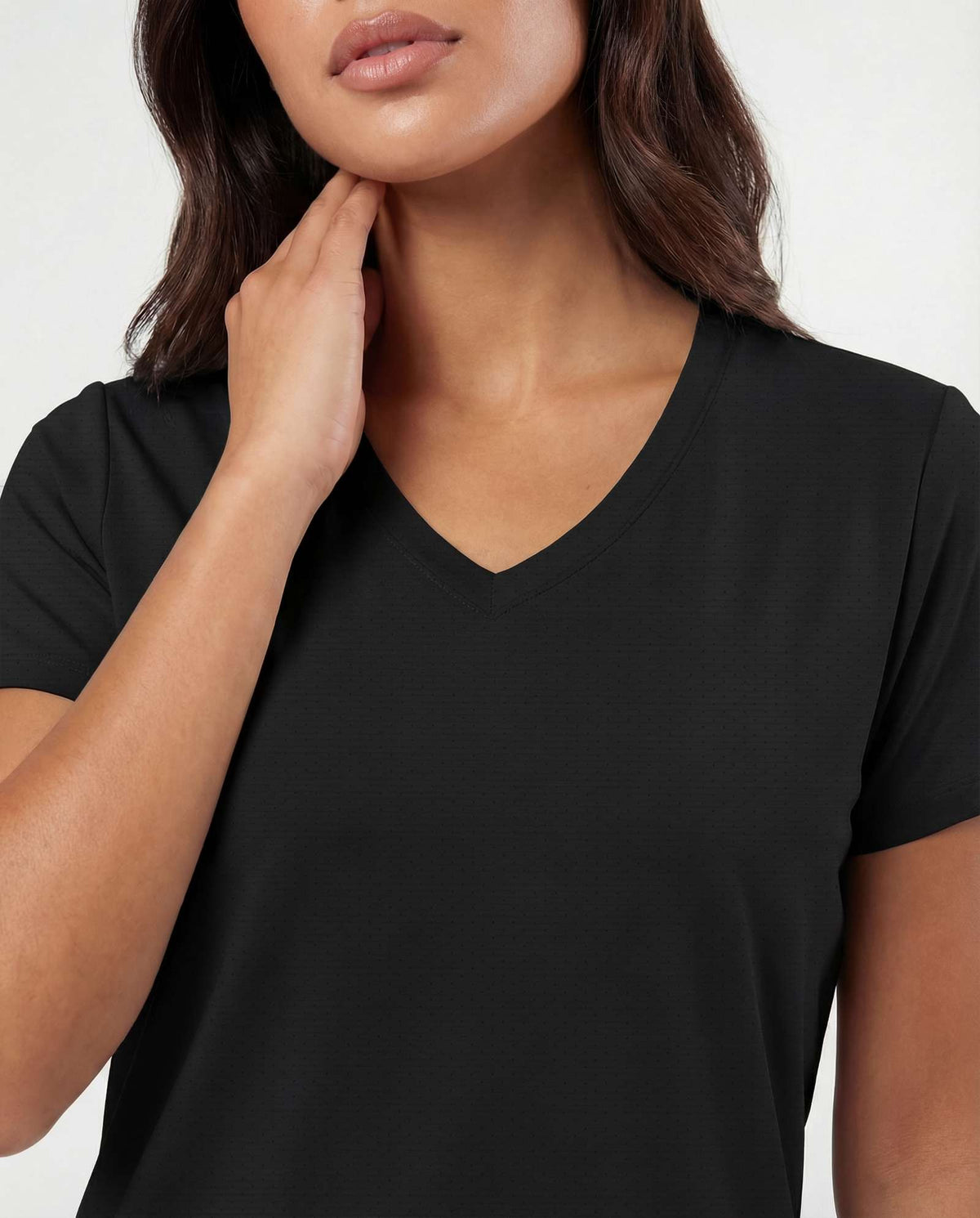 Real Essentials 5 Pack Women's V Neck Tshirts Short Sleeve Dry Fit Workout Tops Tees Shirts - Solid Black, Solid Black, Solid Black, Solid Black, Solid Black