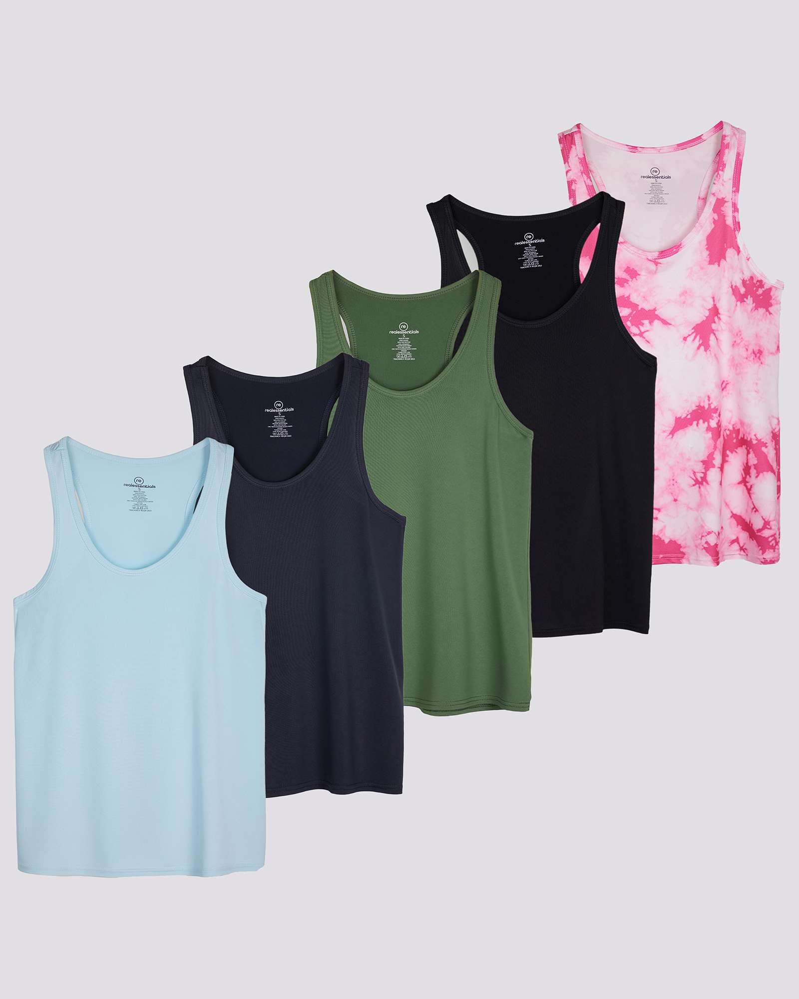 5 Pack: Womens Dry-Fit Racerback Tank Top
