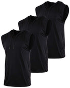 Real Essentials 3 Pack Men's Dry Fit Tank Top Hoodie Sleeveless Workout Gym Muscle Shirts - Set 10