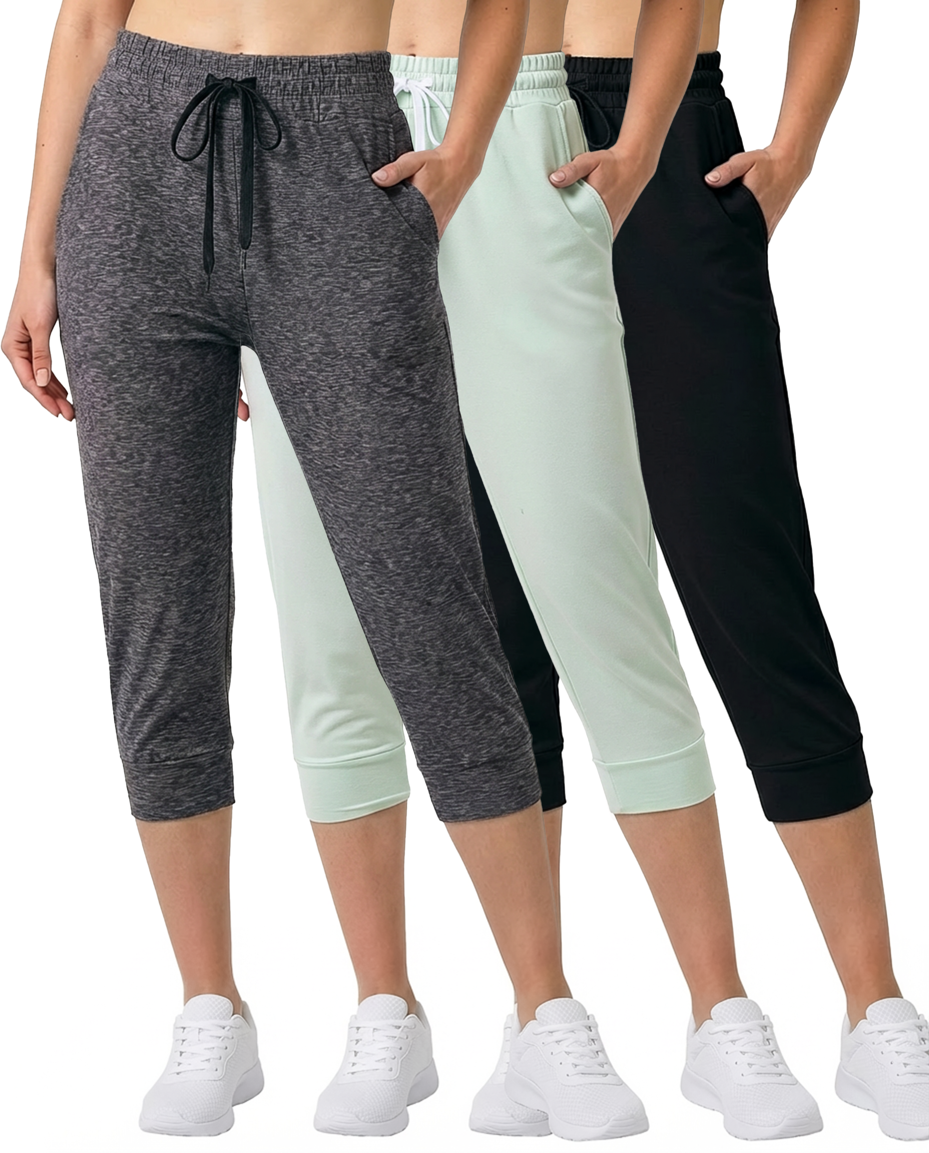3 Pack: Women's Capri Joggers (Available in Plus Size)