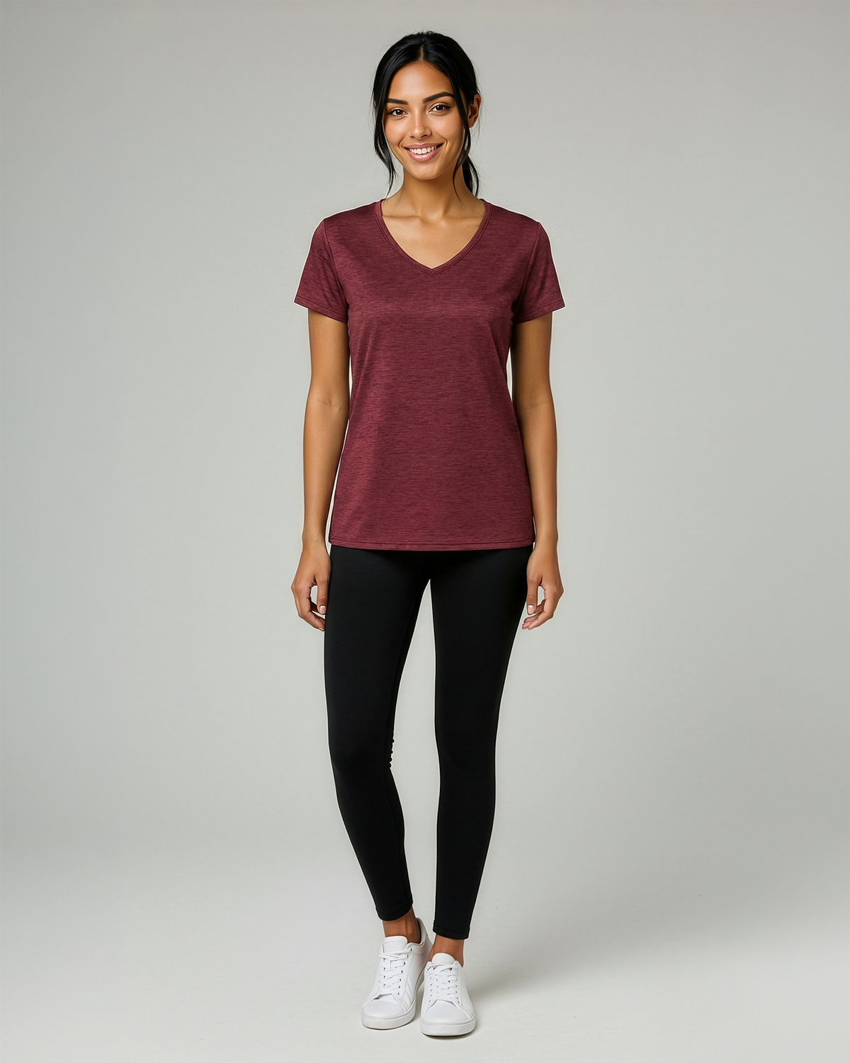 Real Essentials 5 Pack Womens Dry Fit V Neck Workout Tops Athletic T Shirts Gym Yoga Tees - Set 2