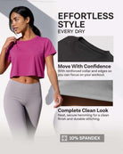 Real Essentials 5 Pack Women's Dry Fit Crop Top Workout T Shirts Short Sleeve Athletic Gym - Set 2