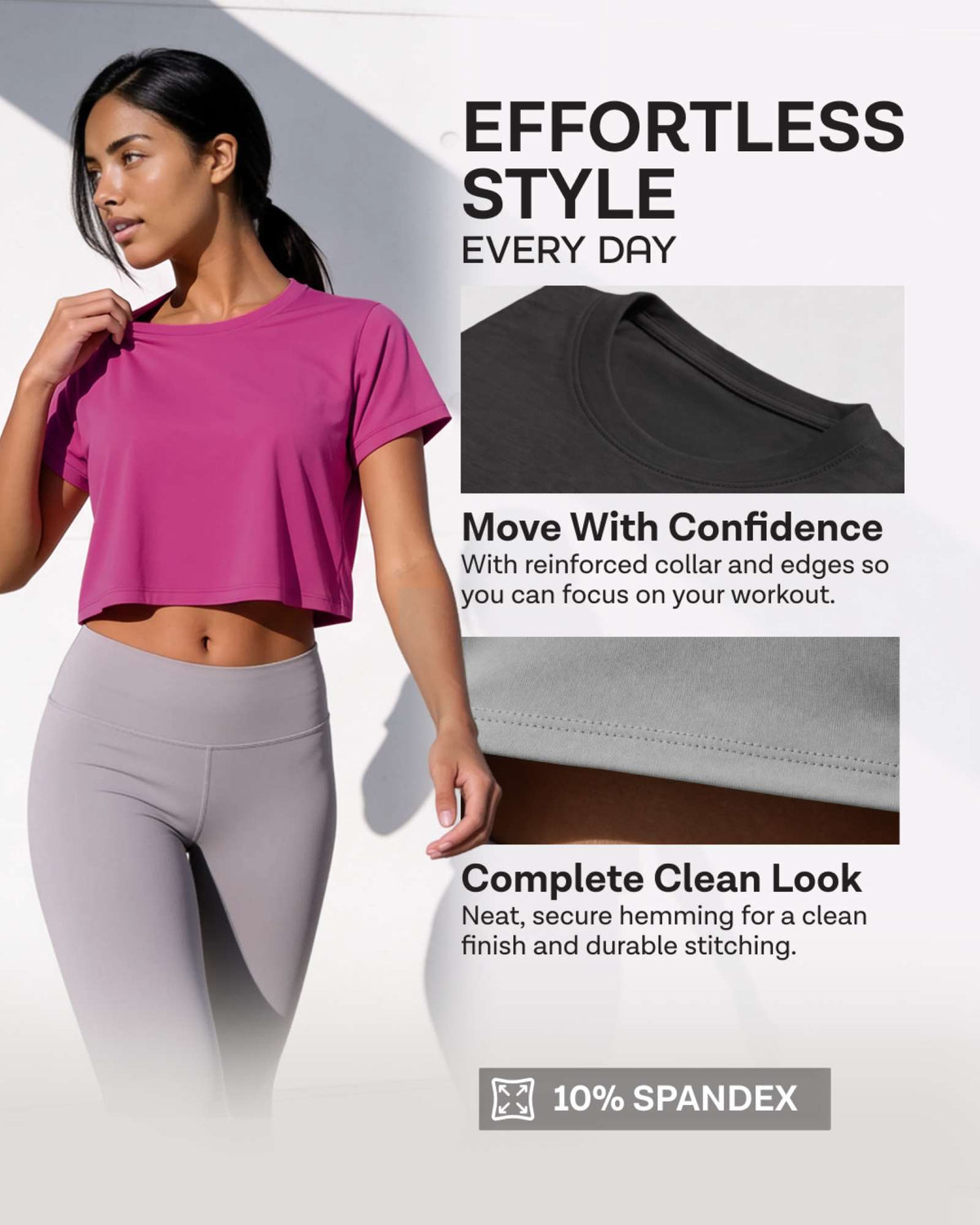 Real Essentials 5 Pack Women's Dry Fit Crop Top Workout T Shirts Short Sleeve Athletic Gym - Set 2