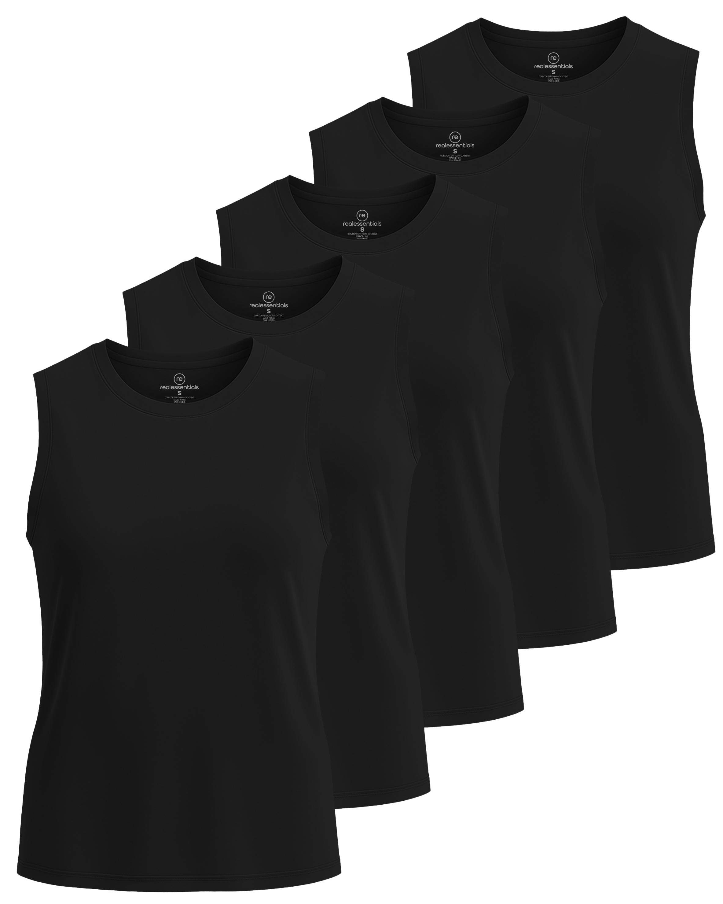 Real Essentials 5 Pack: Women's Dry-Fit Tank Top - Racerback Sleeveless T-Shirt Athletic Workout Gym Shirt (Plus Available)