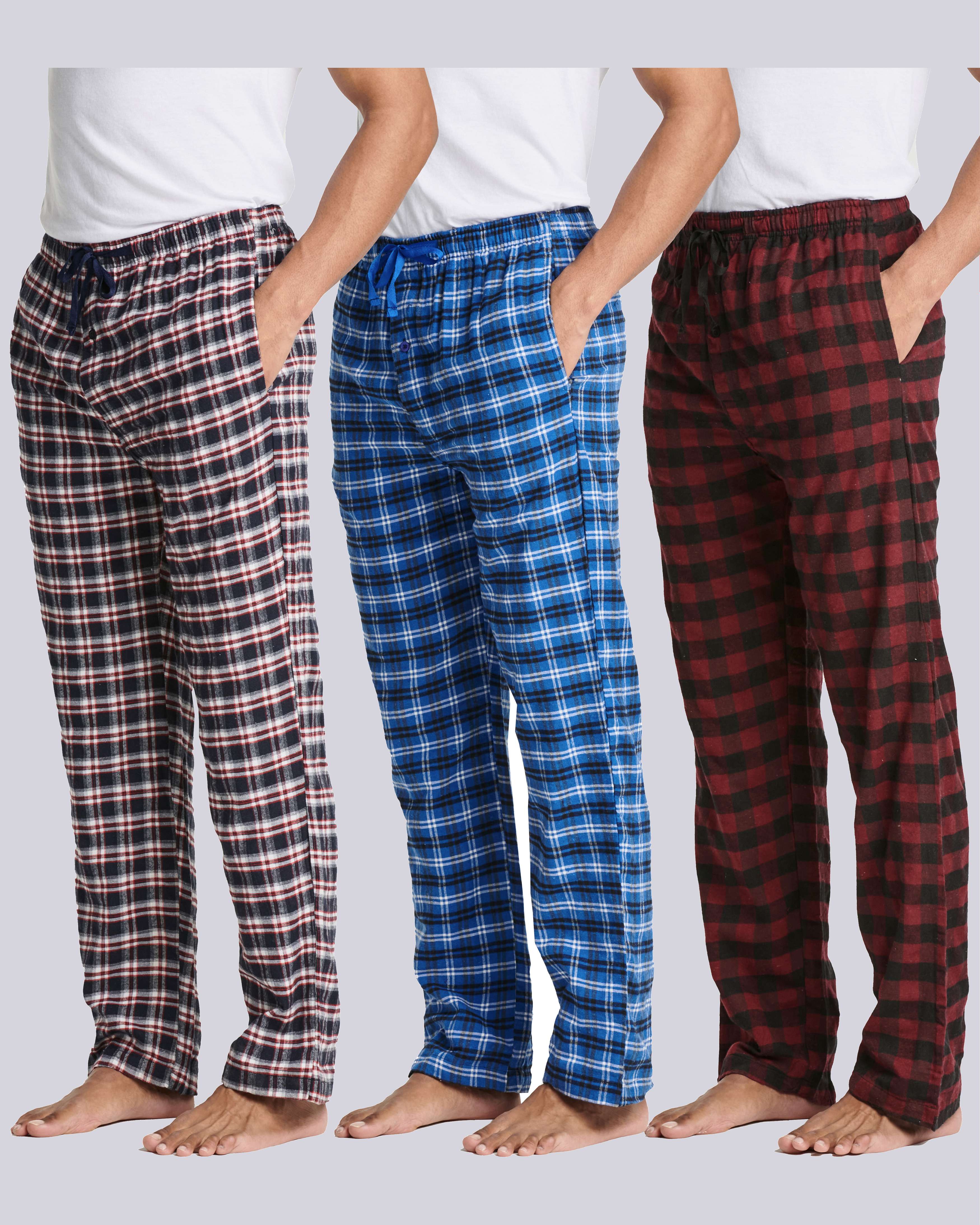Ritzy Men's 3/4 Length Pajama Pants – 100% Cotton Plaid Poplin – Red, Black & White Checks – Lounge Pants