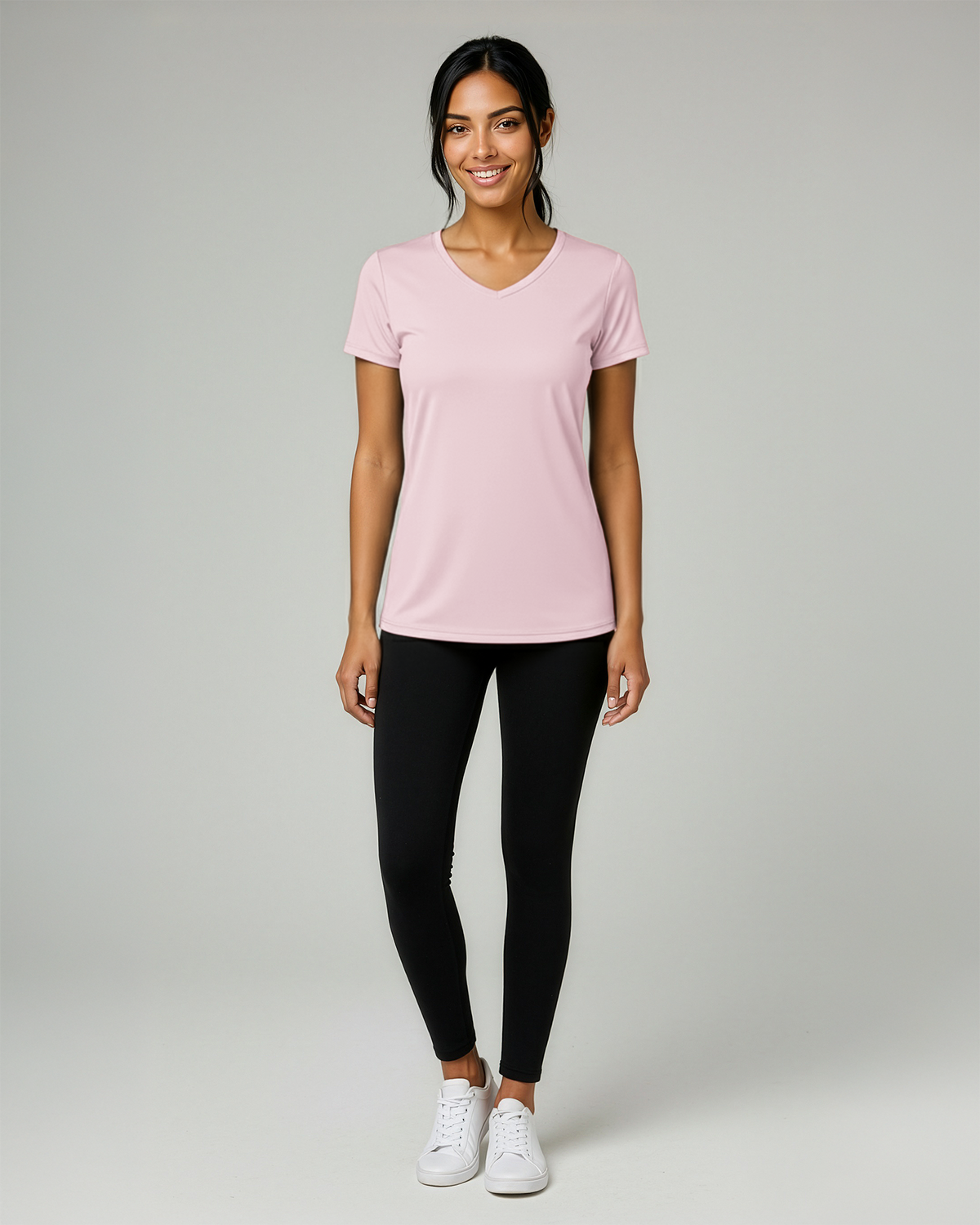 Real Essentials 5 Pack Womens Dry Fit V Neck Workout Tops Athletic T Shirts Gym Yoga Tees - Set 6