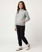 Real Essentials 3 Pack Girls' Fleece Pullover Hoodies Sweatshirts Sweaters Kids Teens Tops - Solid Black, Charcoal Heather, Grey Heather
