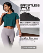 Real Essentials 5 Pack Women's Dry Fit Crop Top Workout T Shirts Short Sleeve Athletic Gym - Set 4