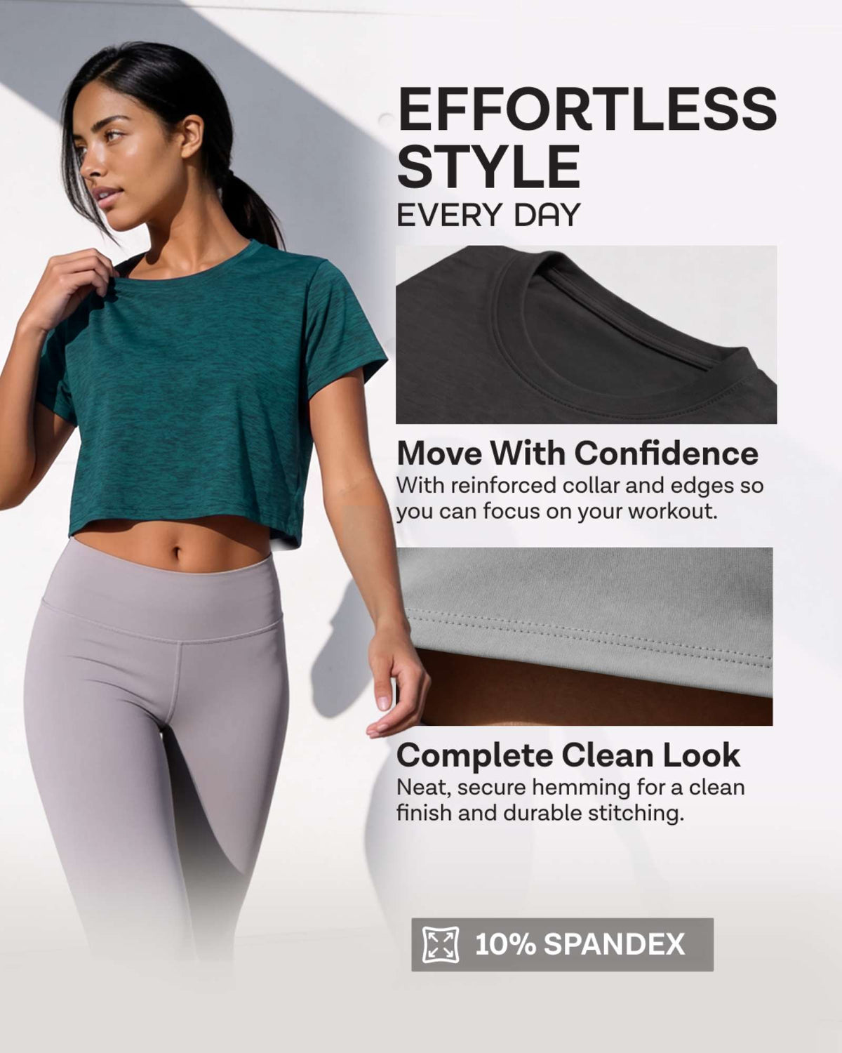 Real Essentials 5 Pack Women's Dry Fit Crop Top Workout T Shirts Short Sleeve Athletic Gym - Set 4