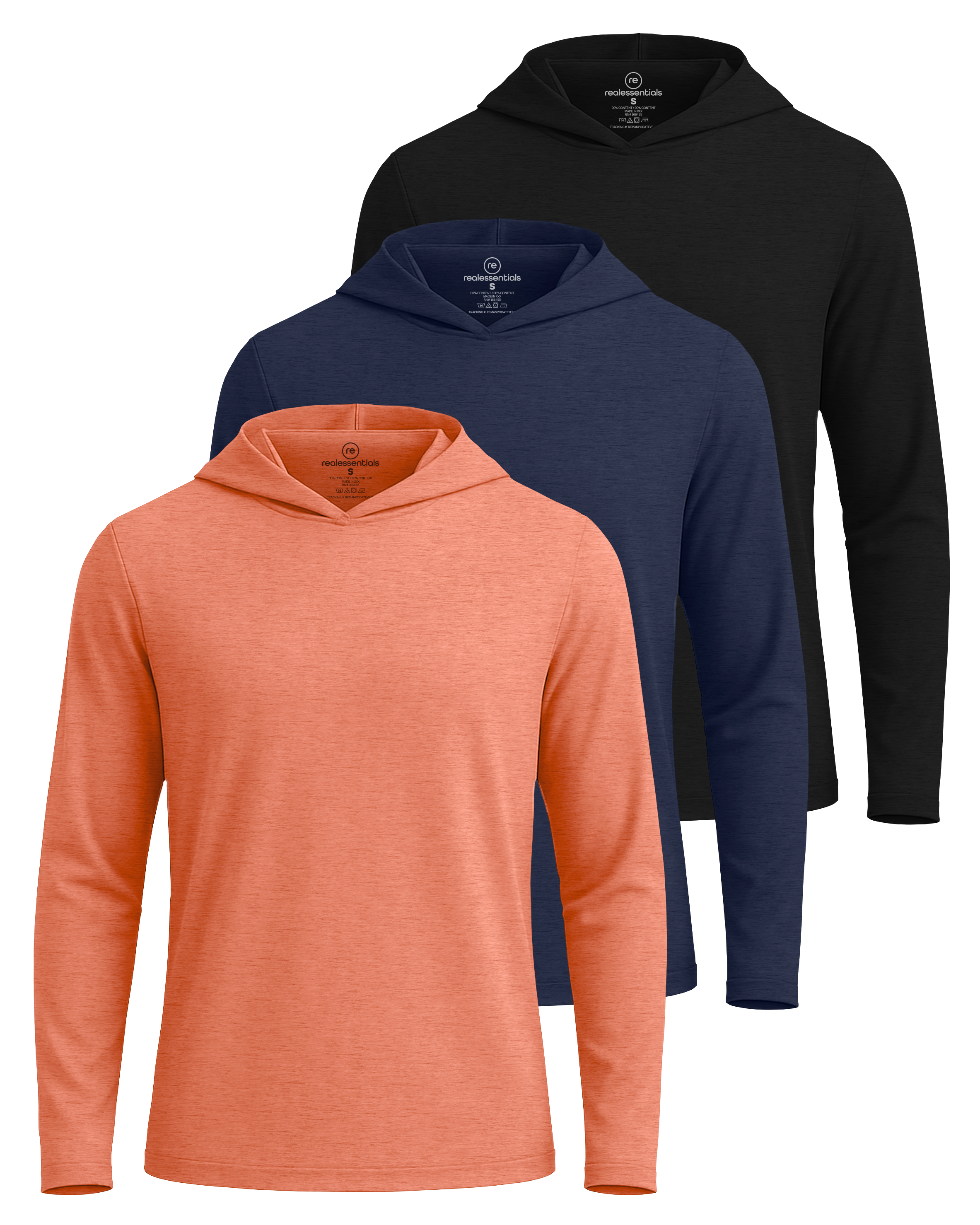 3 Pack: Mens Dry Fit Active Hoodie Pullover Sweatshirt