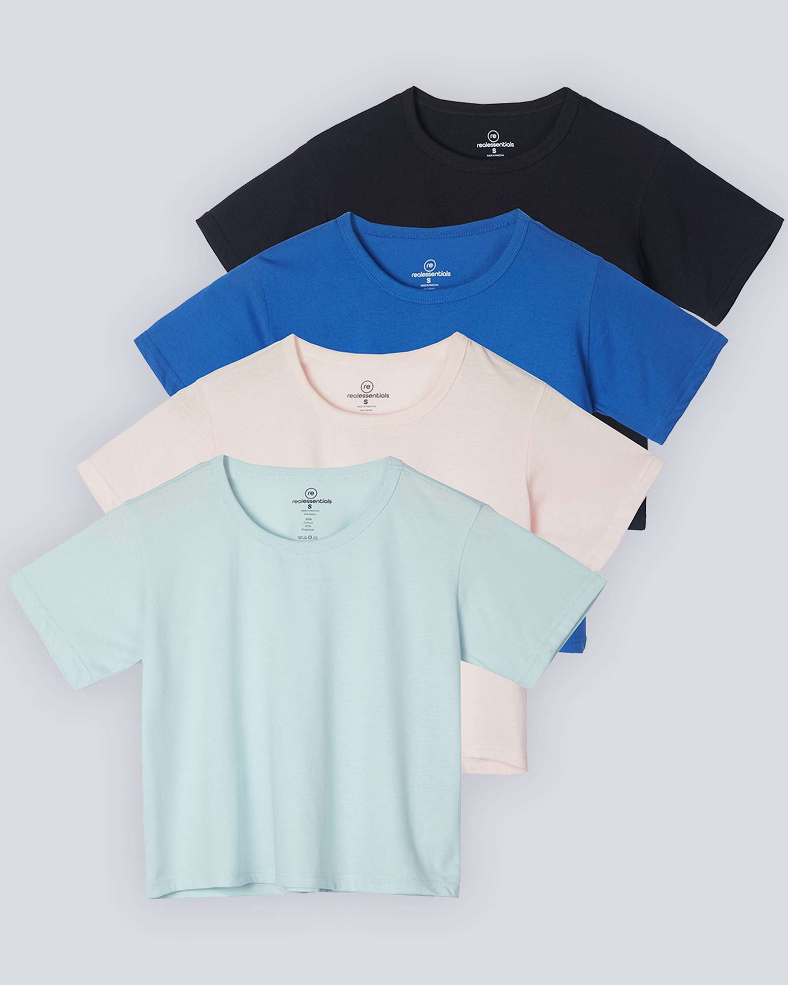 4 Pack: Women's Short Sleeve Crop Top