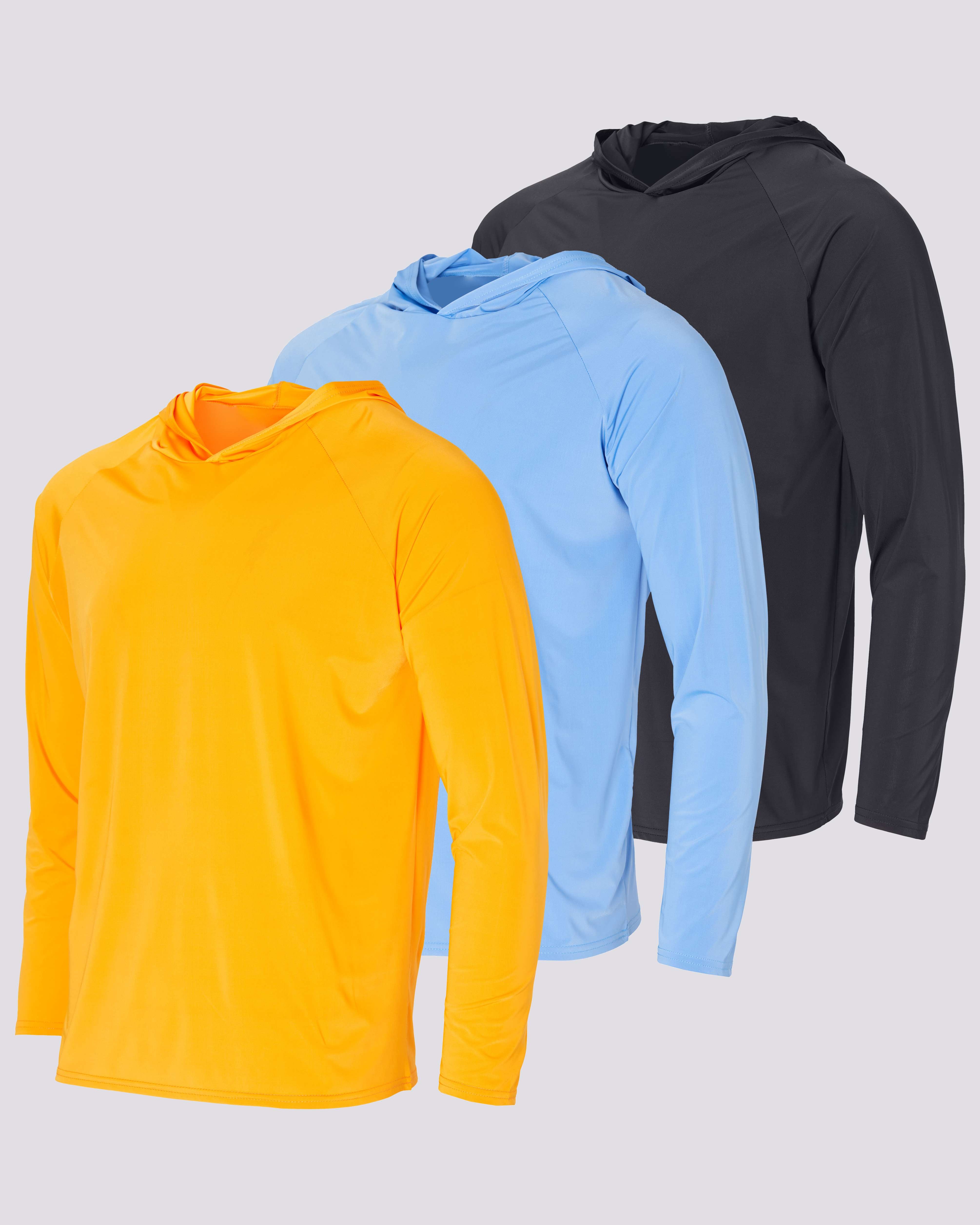 3 Pack: Men's Rash Guard Hoodie (Available In Big & Tall)