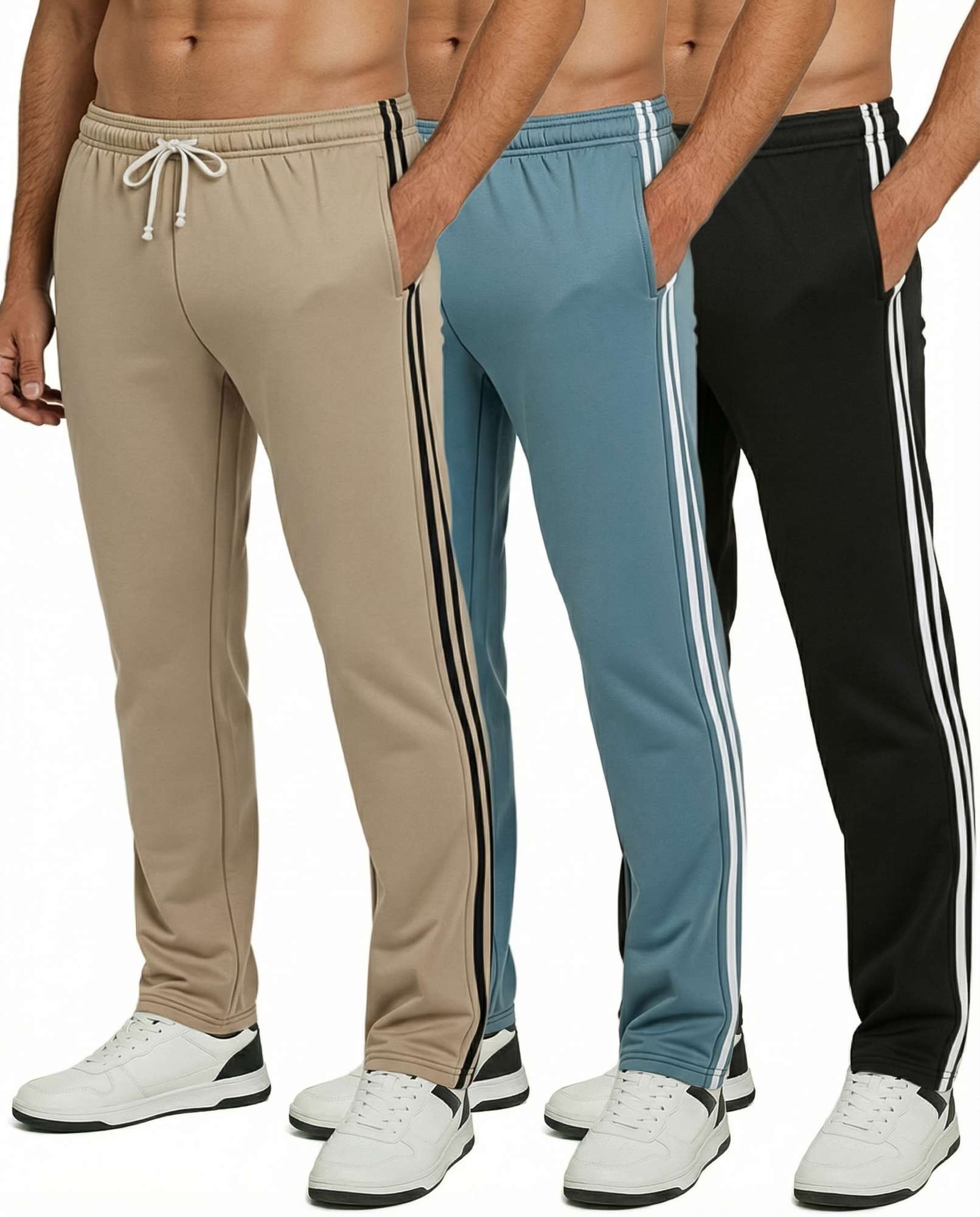 3 Pack: Mens Fleece Open Bottom Sweatpants