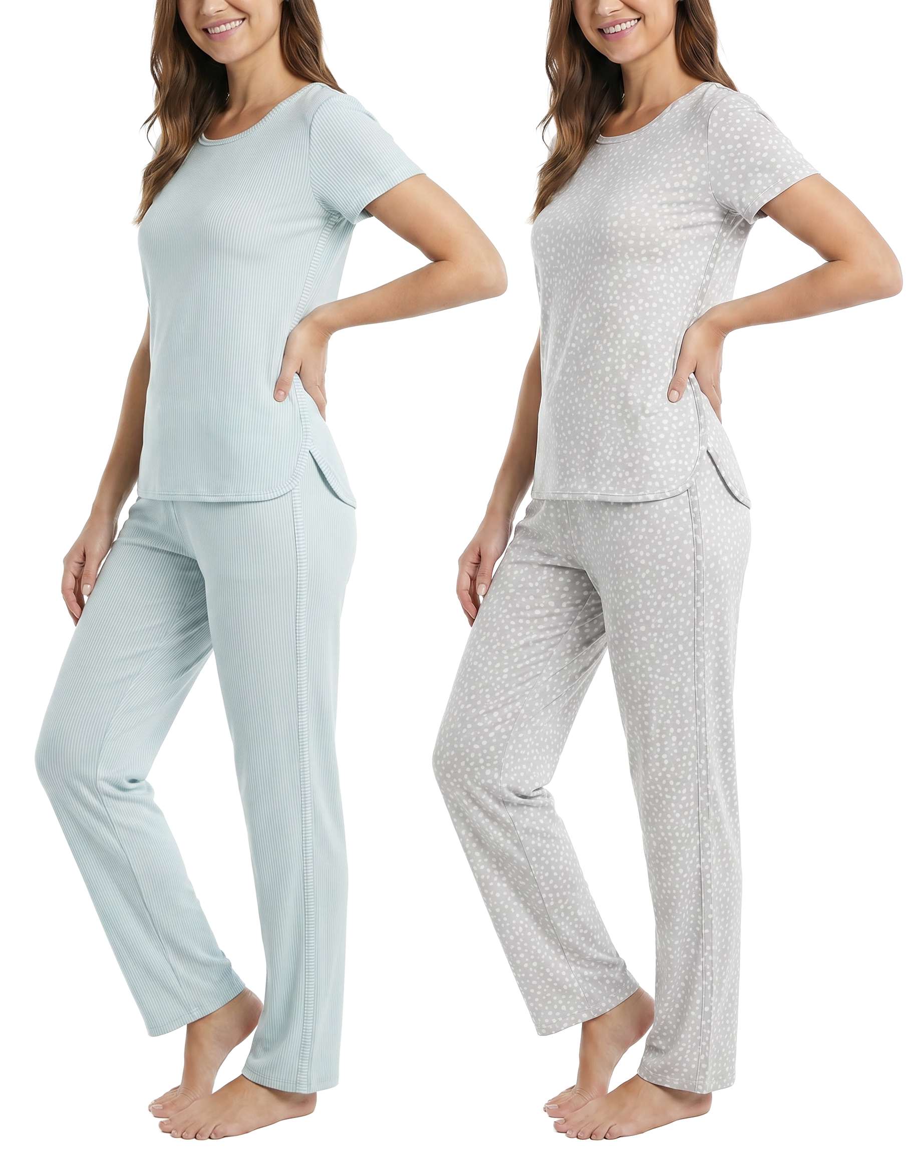 Ladies SS Yummy Crew Shirt and Open Bottom Pant Set
