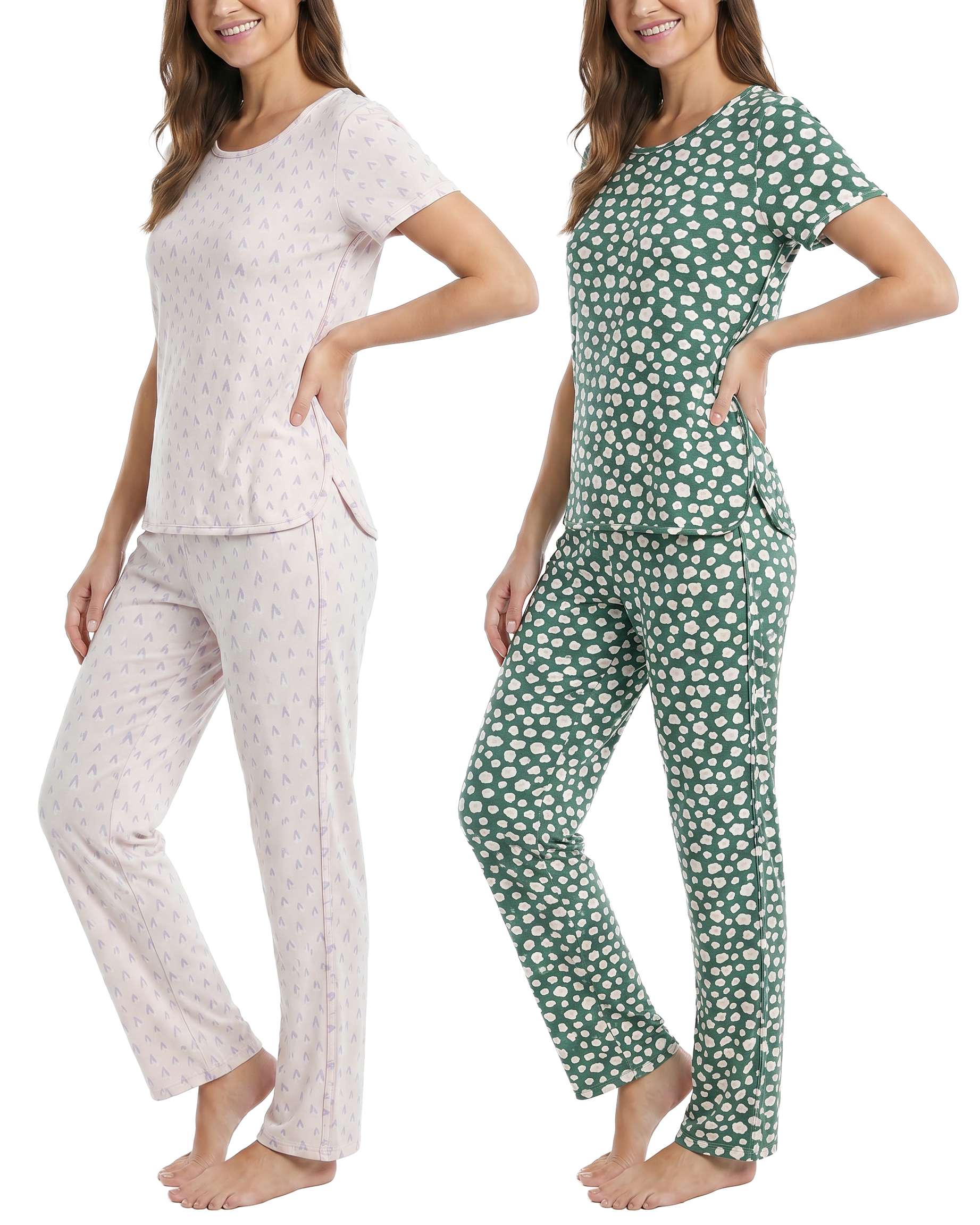 Ladies SS Yummy Crew Shirt and Open Bottom Pant Set