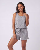 Real Essentials 3 Pack Women's Pajama Sets 3 Piece Crew Tee Tank Top Sleep Shorts Sleepwear - Grey Heather