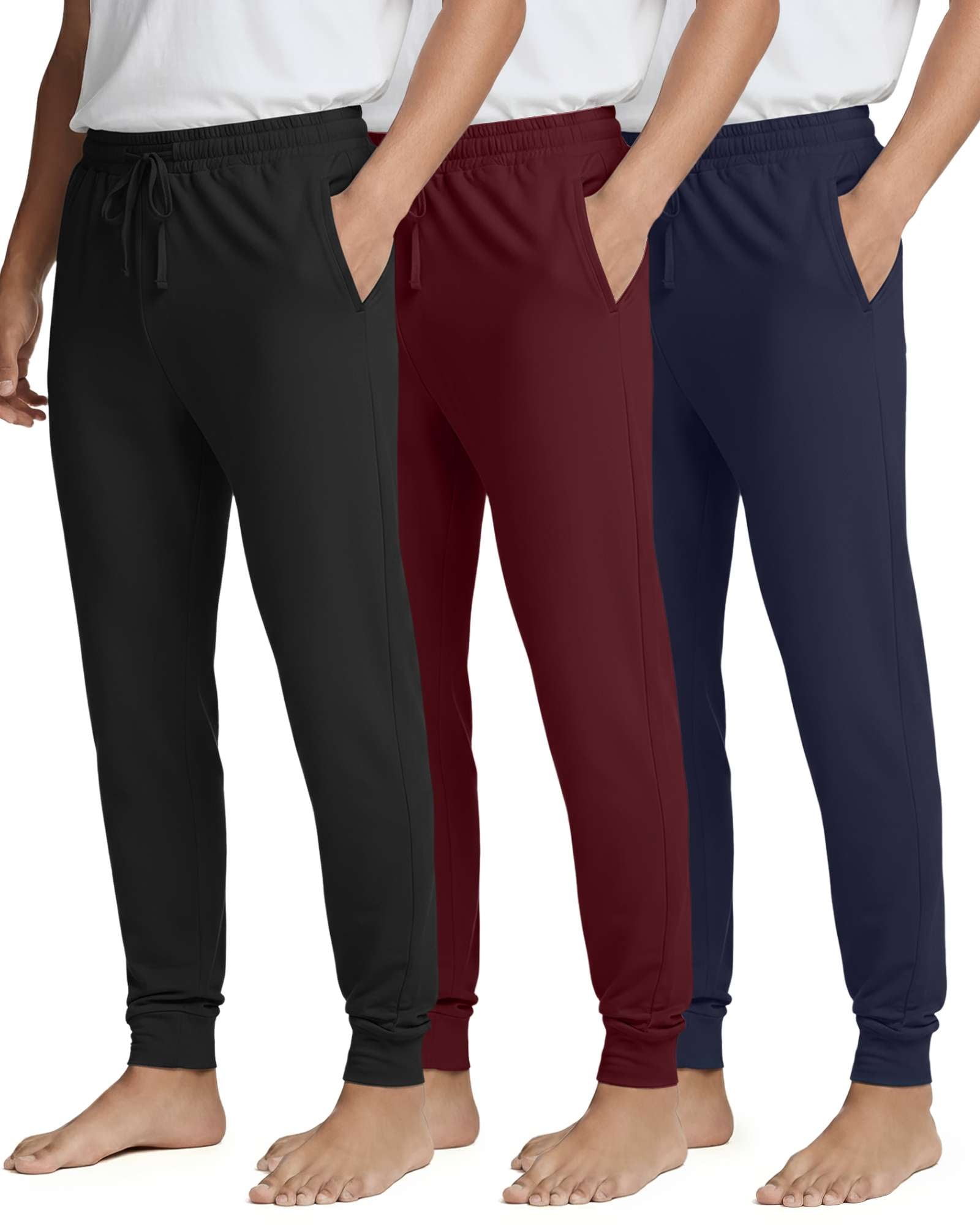 3 Pack: Men's Soft Lounge Sleep Joggers