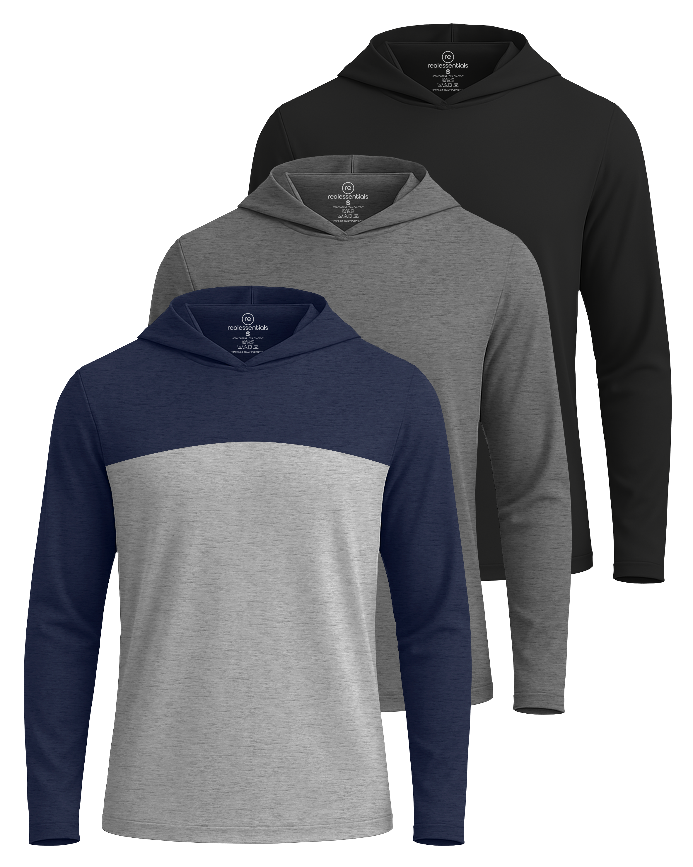 3 Pack: Mens Dry Fit Active Hoodie Pullover Sweatshirt