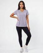 Real Essentials 5 Pack Women's V Neck Tshirts Short Sleeve Dry Fit Workout Tops Tees Shirts - Solid Black, Solid Raspberry Sorbet, Solid Fragrant Lilac, Solid Festival Bloom, Solid Orchid Petal