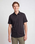 Real Essentials 3 Pack Men's Cotton Short Sleeve Button Down Casual Work Shirt Button Up - Solid Black, Solid Black, Solid Black