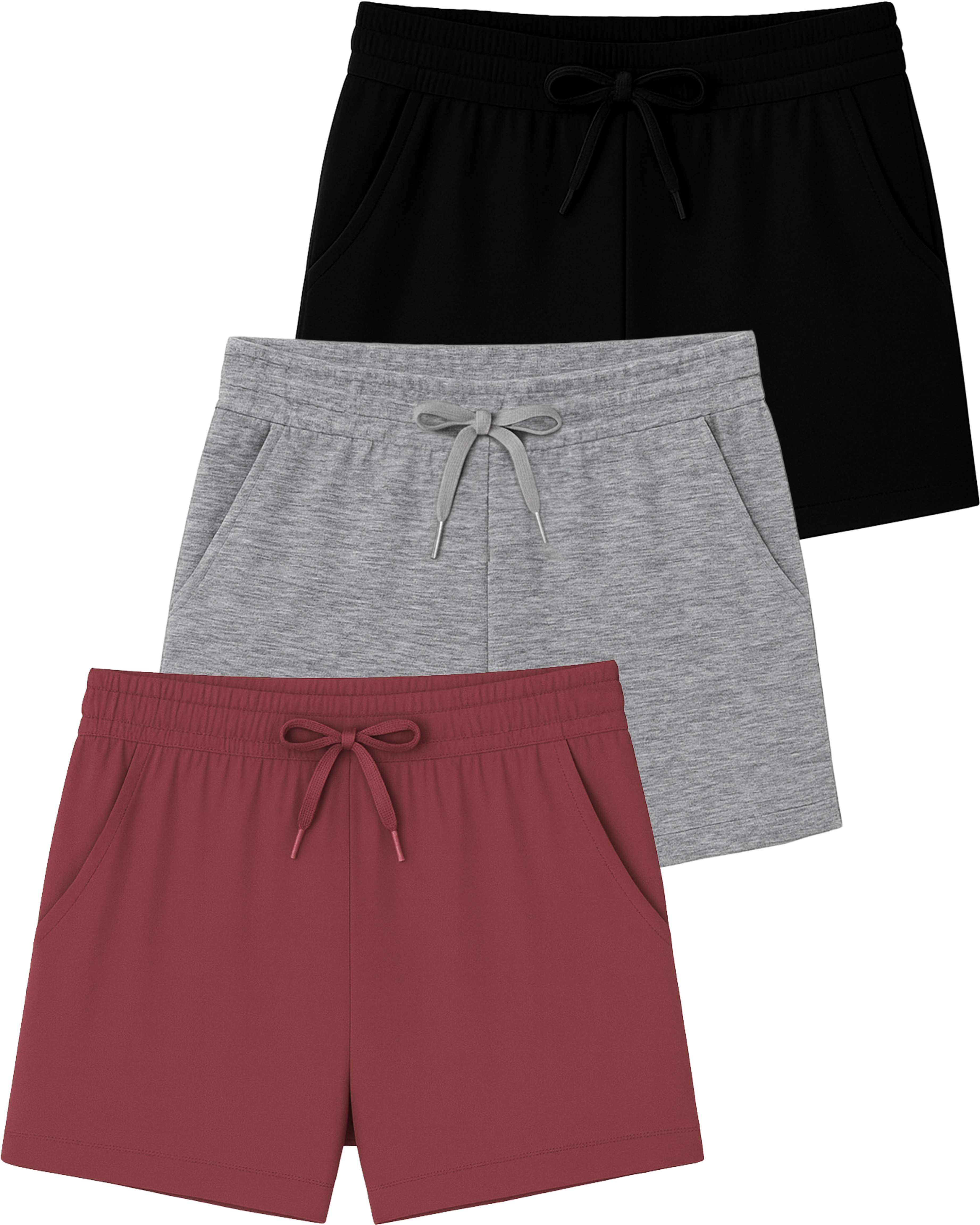 3 Pack: Girls' Lounge Comfy Shorts with Drawstring