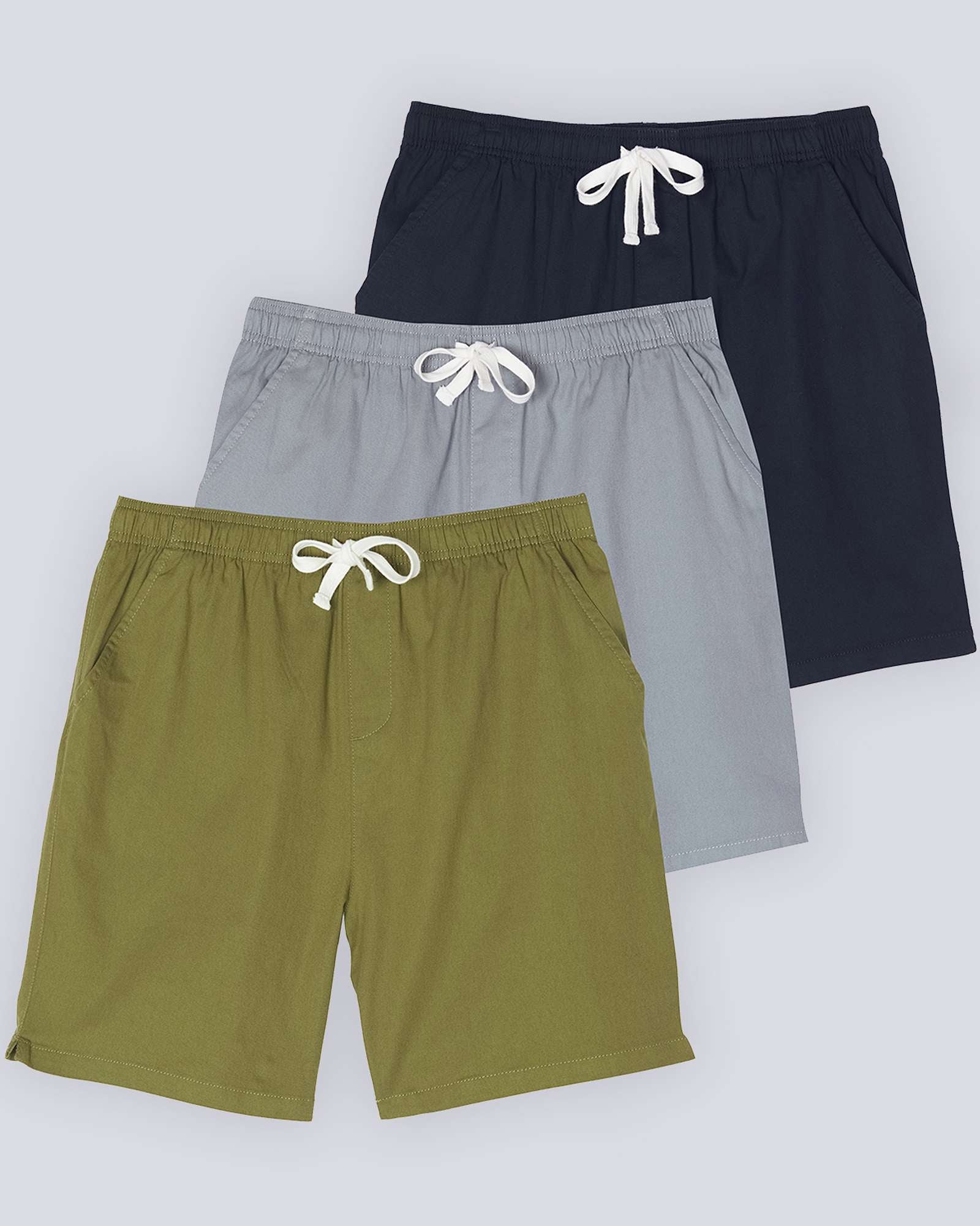 3 Pack: Men's Cotton 7" Walk Short