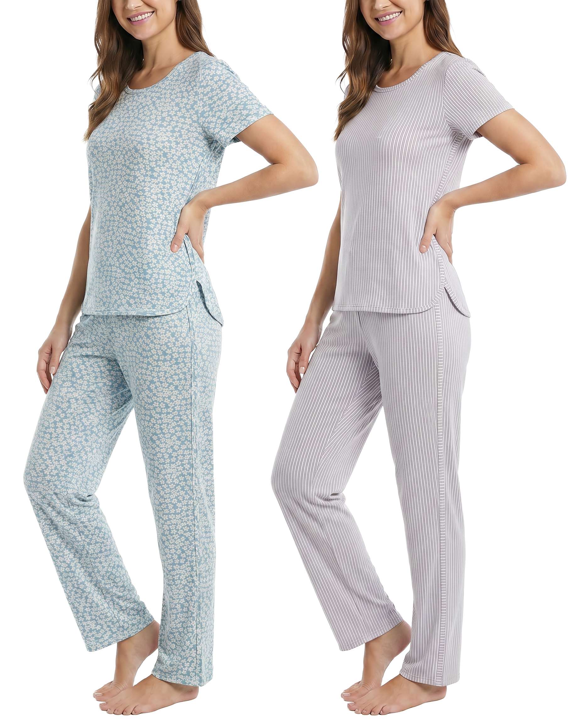 Ladies SS Yummy Crew Shirt and Open Bottom Pant Set