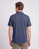 Real Essentials 3 Pack Men's Cotton Short Sleeve Button Down Casual Work Shirt Button Up - Solid Vintage Indigo