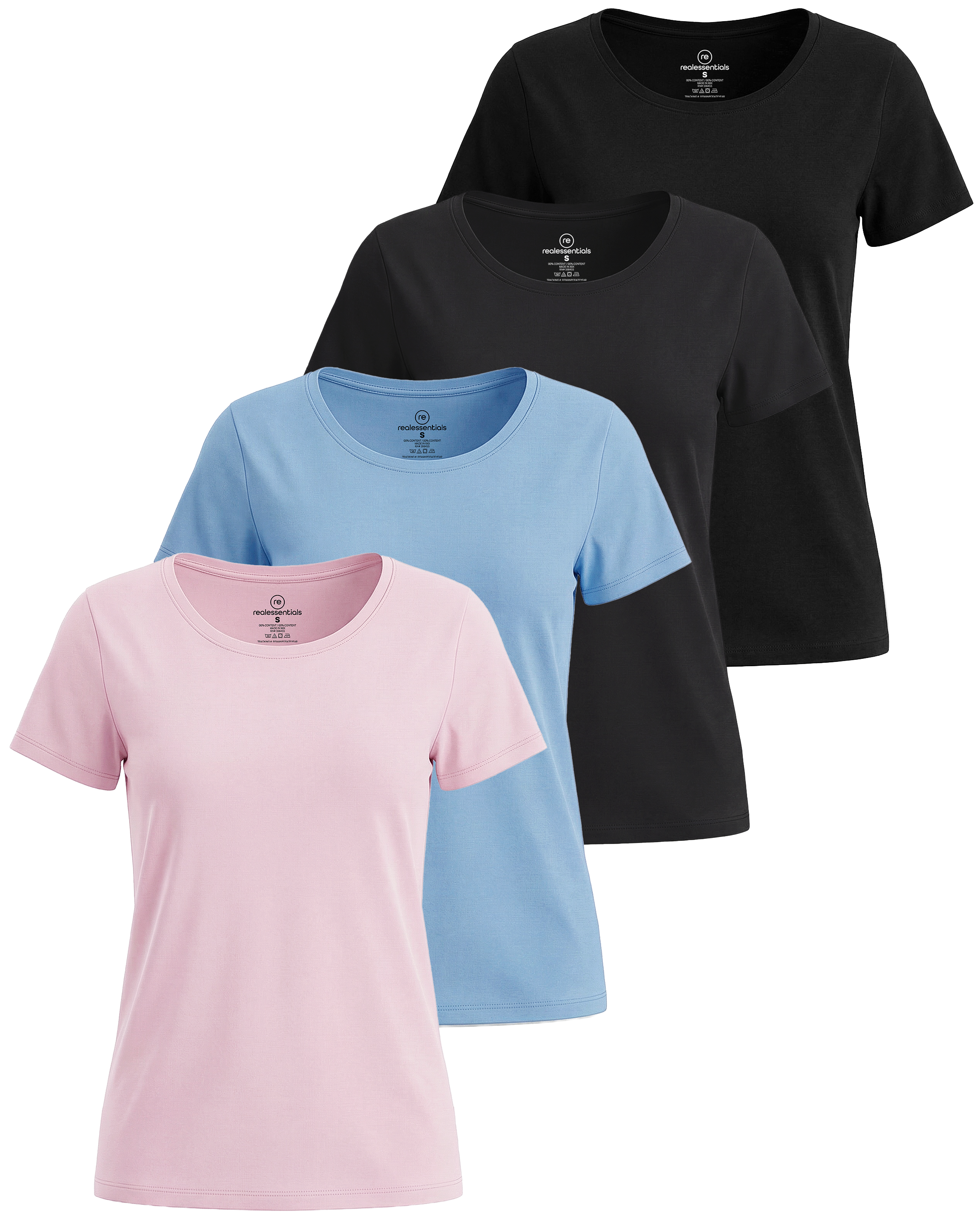 4 Pack: Women's Classic-Fit Cotton Short-Sleeve Scoop Crew Neck T-Shirt (Available in Plus Size)