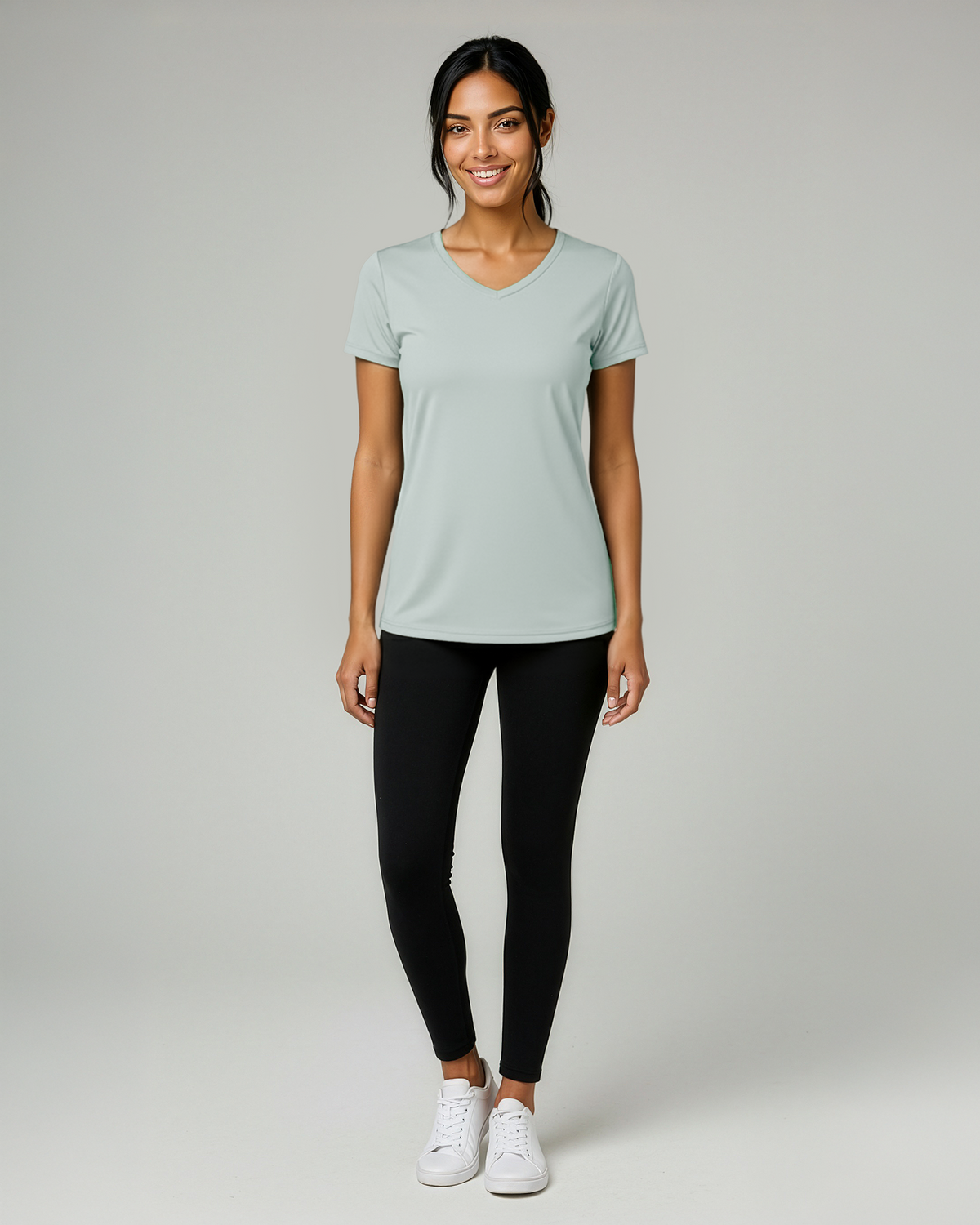 Real Essentials 5 Pack Womens Dry Fit V Neck Workout Tops Athletic T Shirts Gym Yoga Tees - Set 9