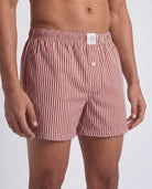 Real Essentials 3 Pack Mens Cotton Pajama Shorts Poplin Woven Lounge Sleep PJs with Pockets - Solid Black, Iceberg Green Stripe, Red Ochre Stripe
