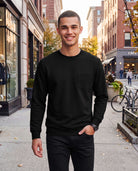 Real Essentials 3 Pack Mens Fleece Pocket Sweatshirt Pullover Long Sleeve Shirts Sweater - Solid Black, Solid Black, Solid Black